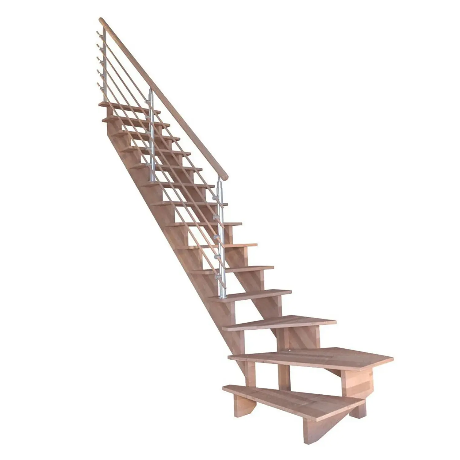 StarWood Schody Lindos bukové pravé 100cm otevřené design. dřev. zábradlí