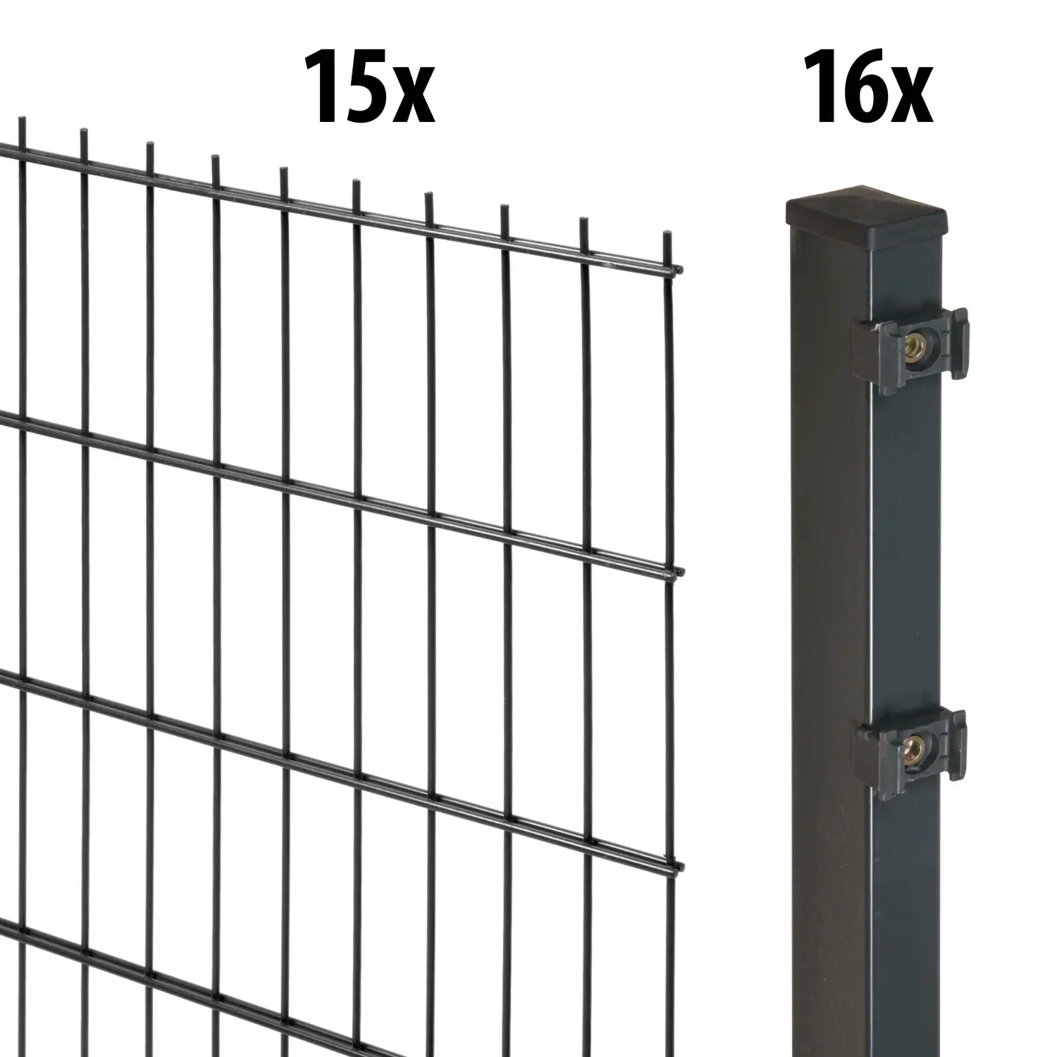 Floraworld Kompletní plotový set 2prut. sl.6×4 zabet., antracit, 183 cm, 30 m