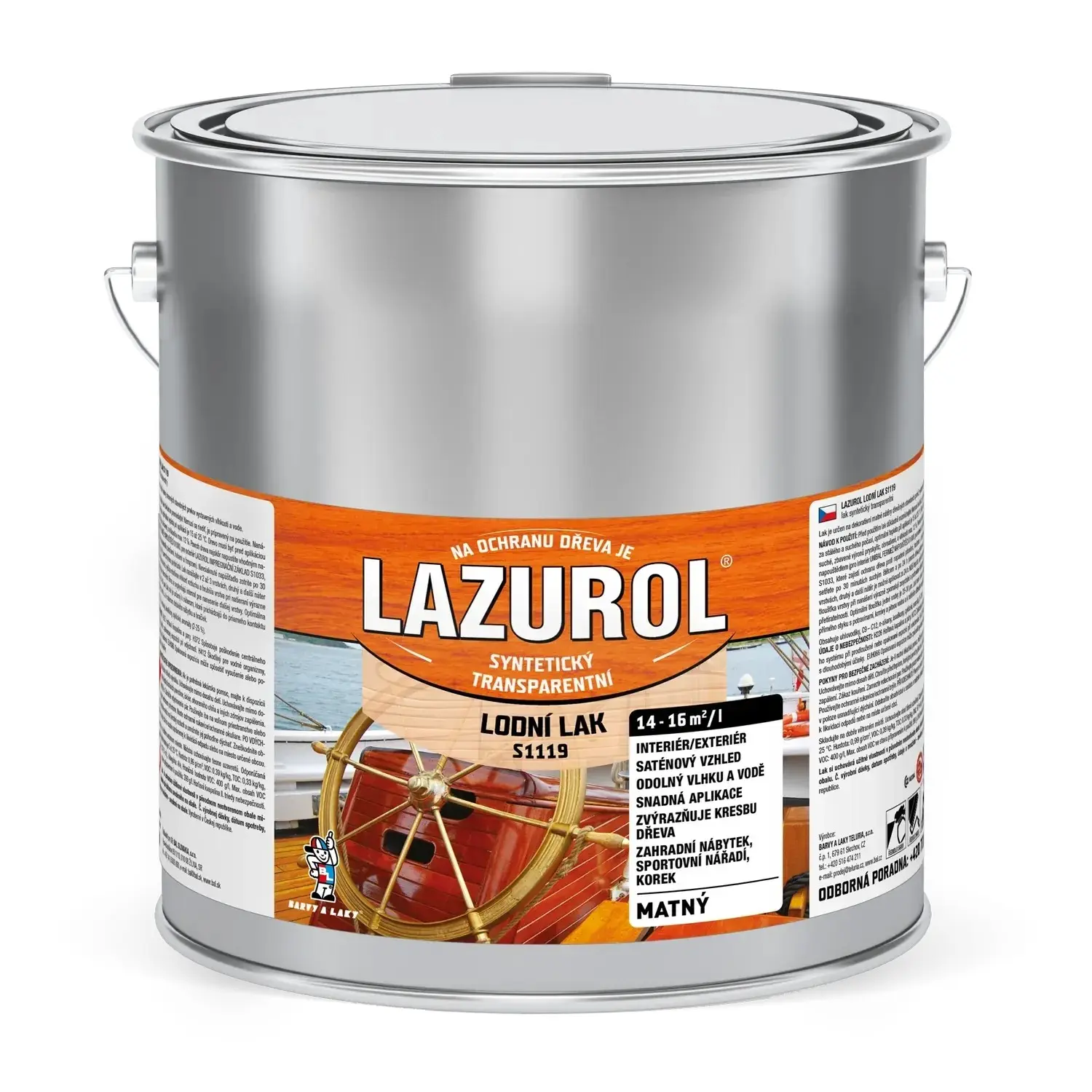 Skupina Barvy A Laky Lazurol S1119 lodní lak odolný lak na dřevo bezbarvý, mat 2,5 l