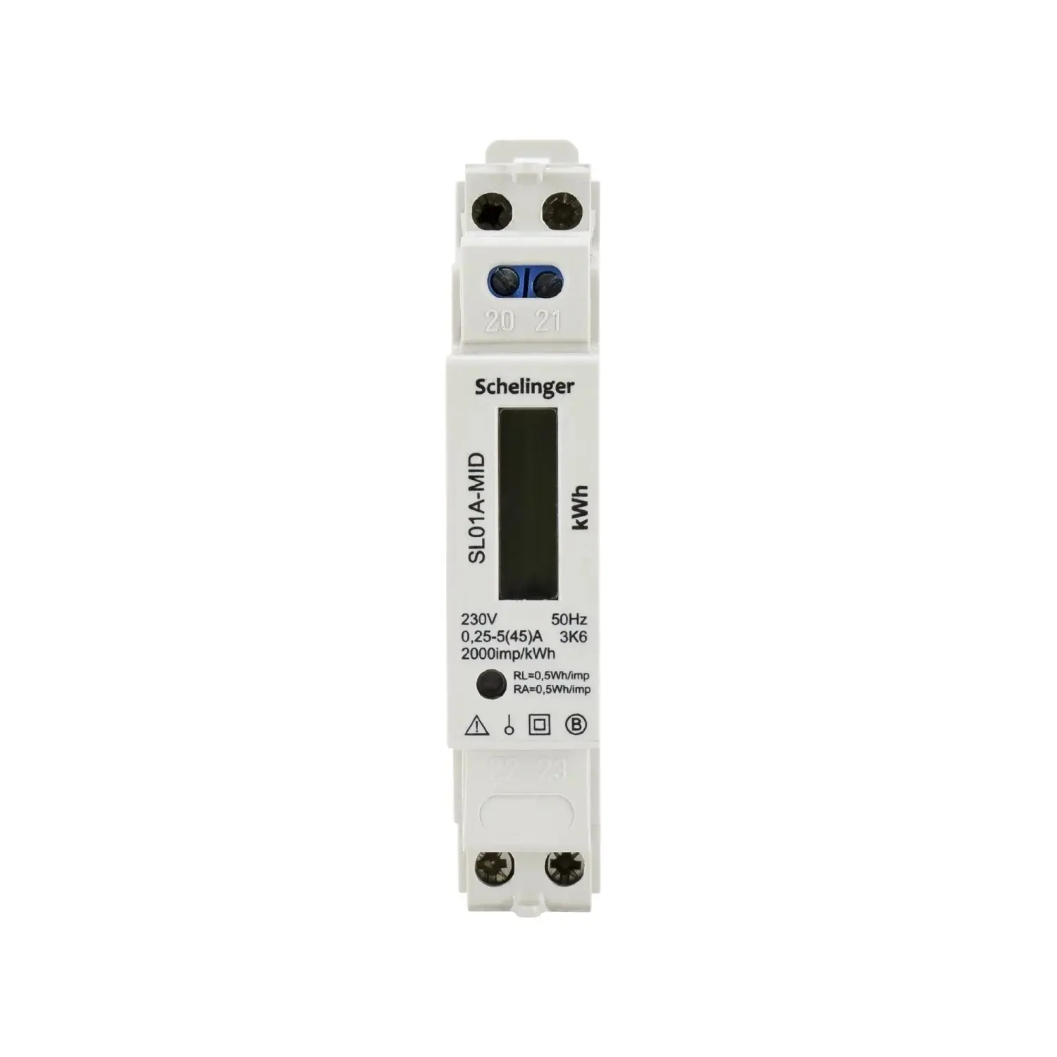 Schelinger LCD jednofázový elektroměr SL01A-MID, 230 V, 5 A, IP51