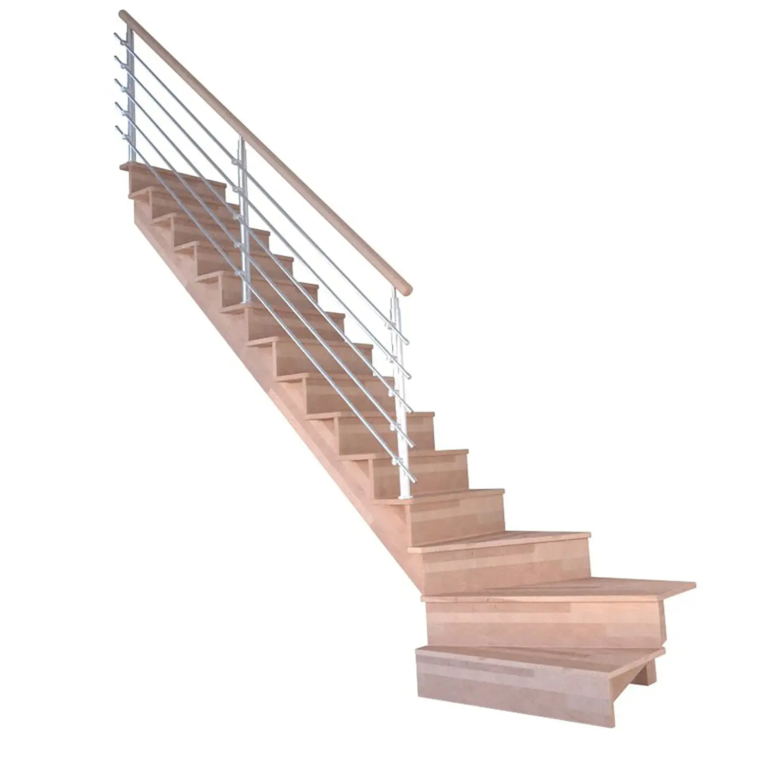 StarWood Schody Lindos Pro bukové levé 80cm uzavřené design. nerez. zábradlí