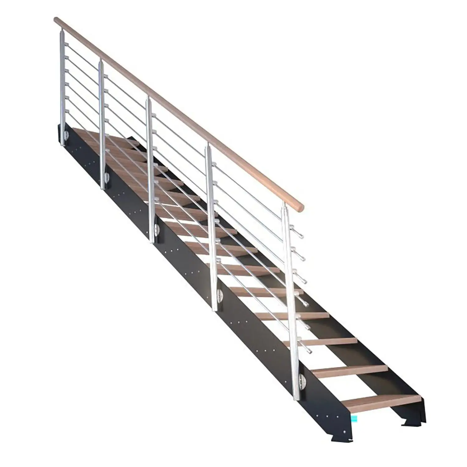 StarWood Kovové schody Kos 13 st. buk přír. 107 cm design. zábradlí černá