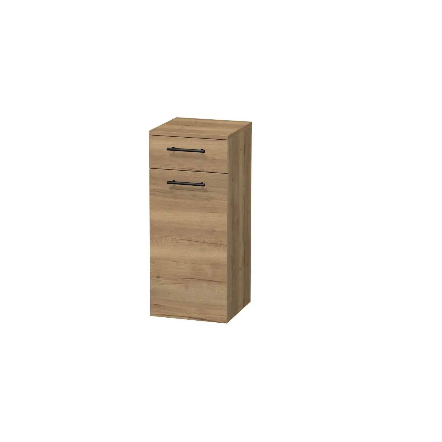 INTEDOOR Nízká skříň BEE levá, úchyt černý, š. 35 cm, dub Halifax