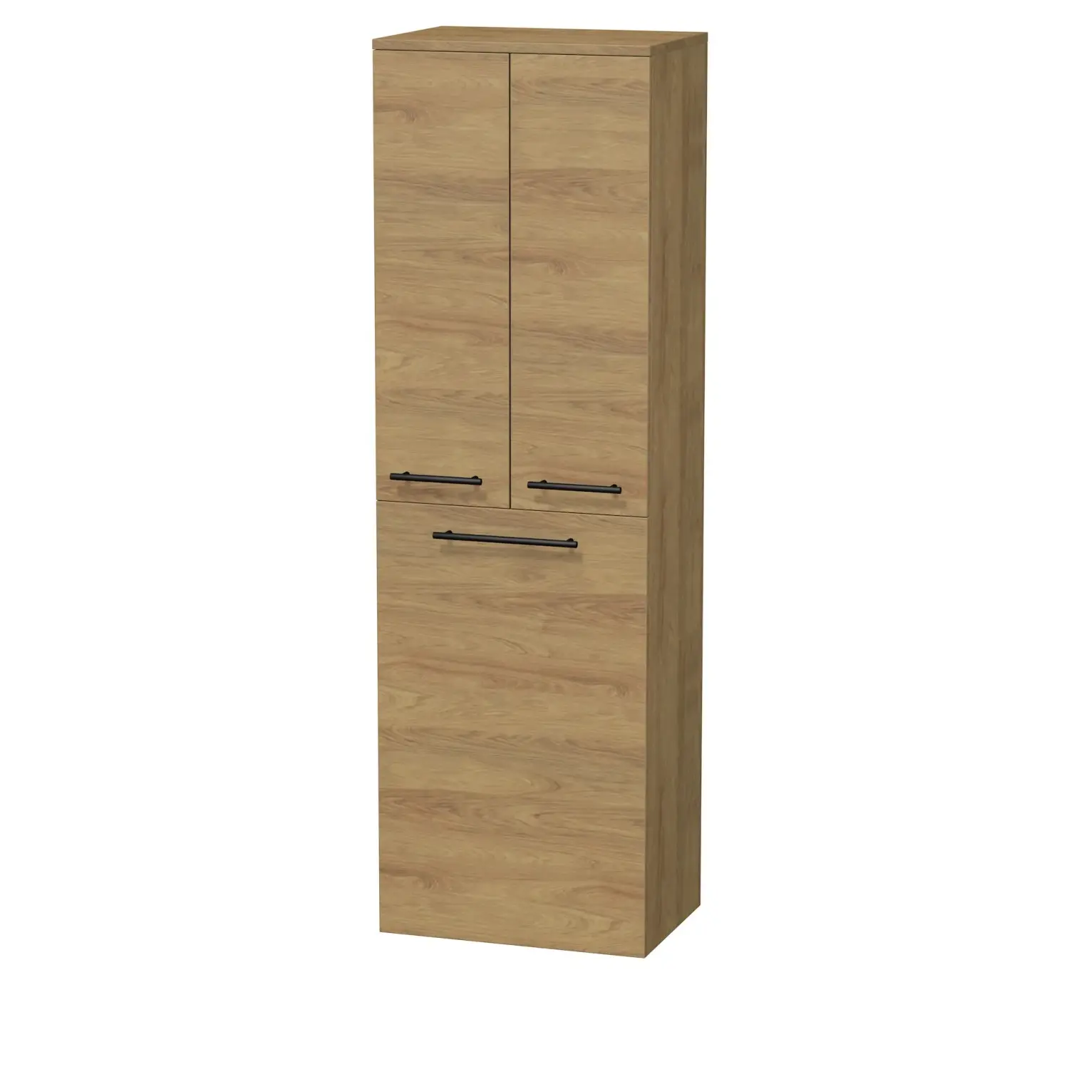 INTEDOOR Vysoká skříň BEE, pravé, úchyt černý, 2dveře, koš, š. 50cm, dub Hickory