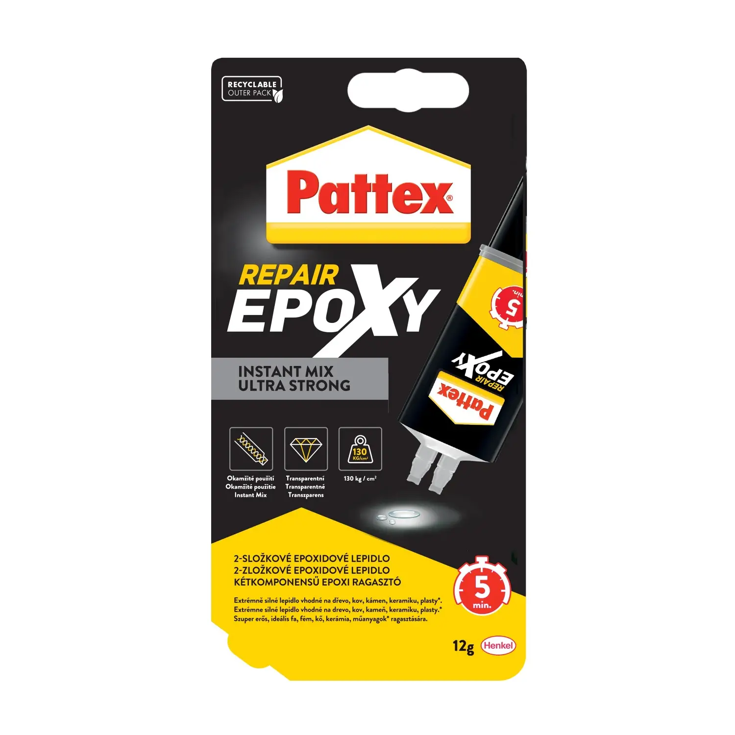 Pattex Repair Epoxy Ultra Strong 5 min dvousložkové epoxidové lepidlo, 11 ml