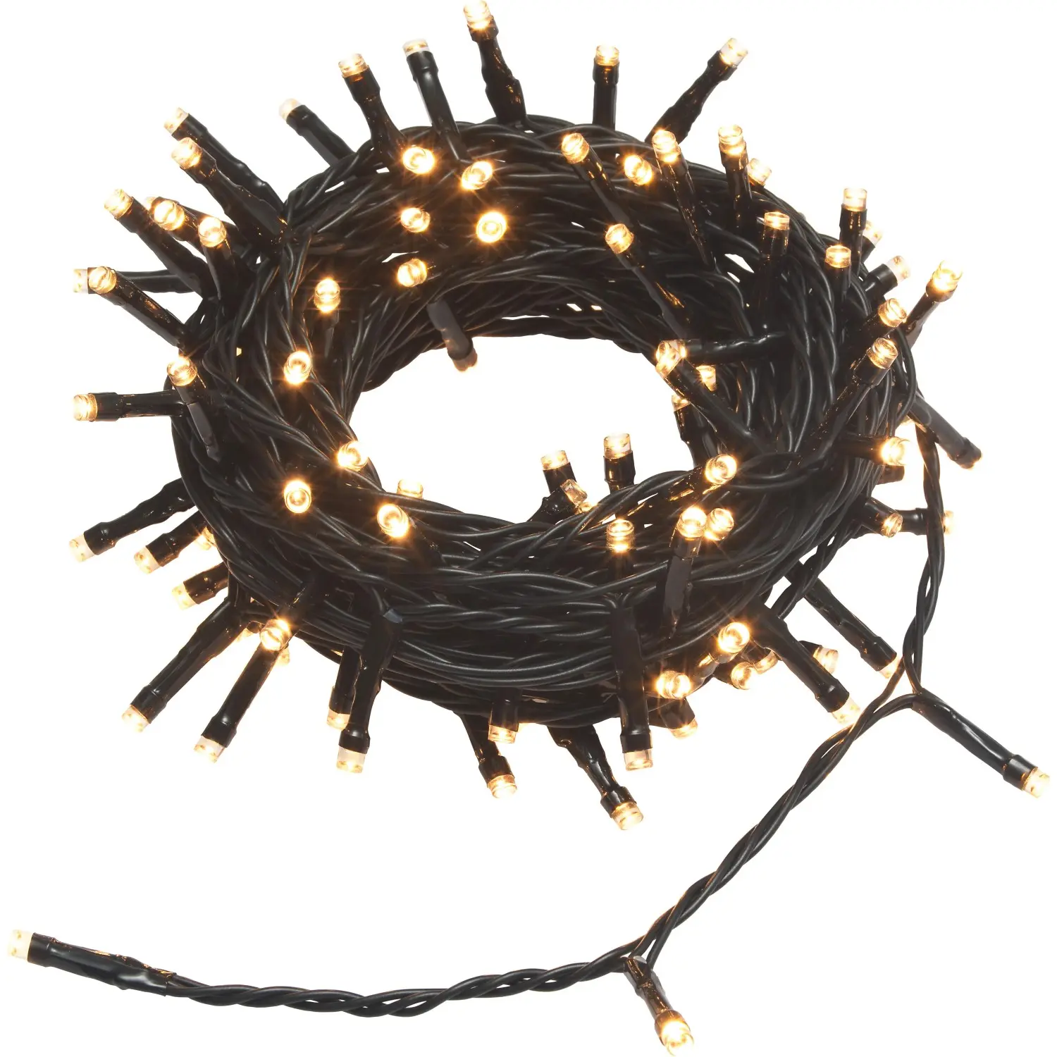 VLC LED světelný řetěz 120 x LED teplá bílá, IP44, černý, 9,42 m