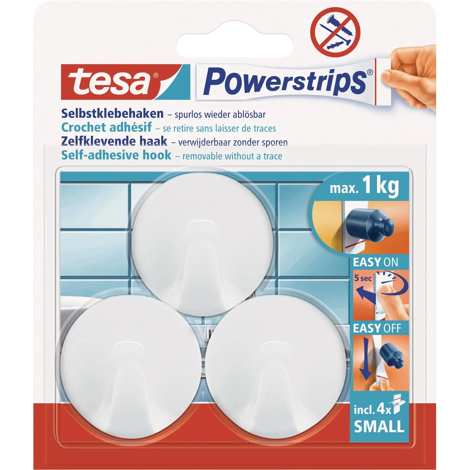 tesa Samolepicí háčky Powerstrips S malé kruhové, bílá, 3 ks