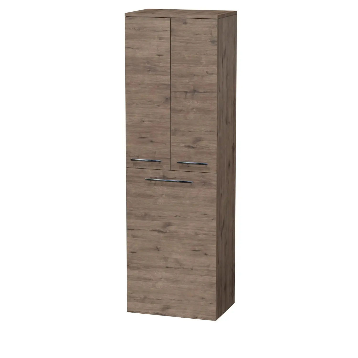 INTEDOOR Vysoká skříň BEE pravá, úchyt chrom, 2dveře, koš, š. 50cm, dub Welling.