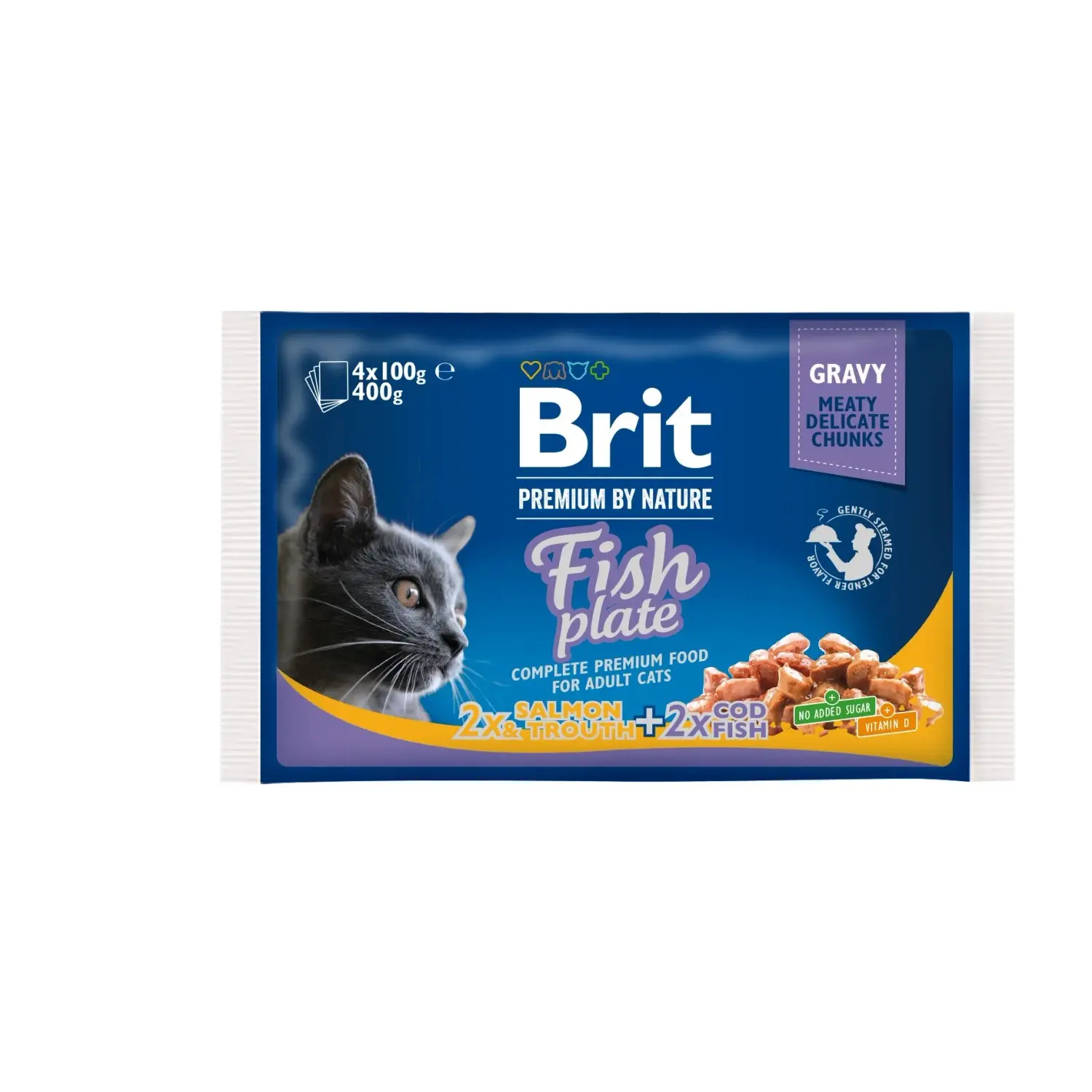 Brit Kapsička pro kočky Premium Cat Pouches Fish Plate 400 g (4x100 g)
