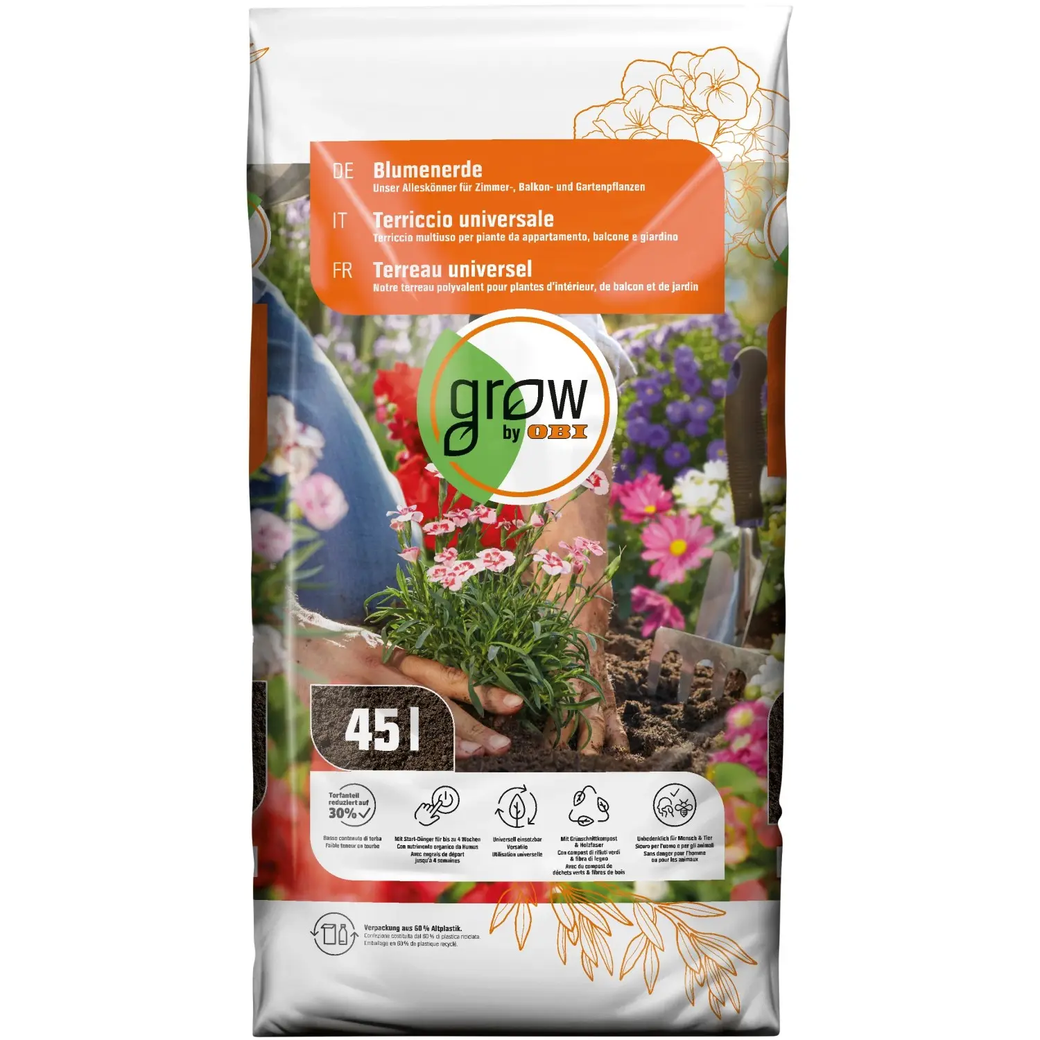 GROW by OBI Květinový substrát 45 l