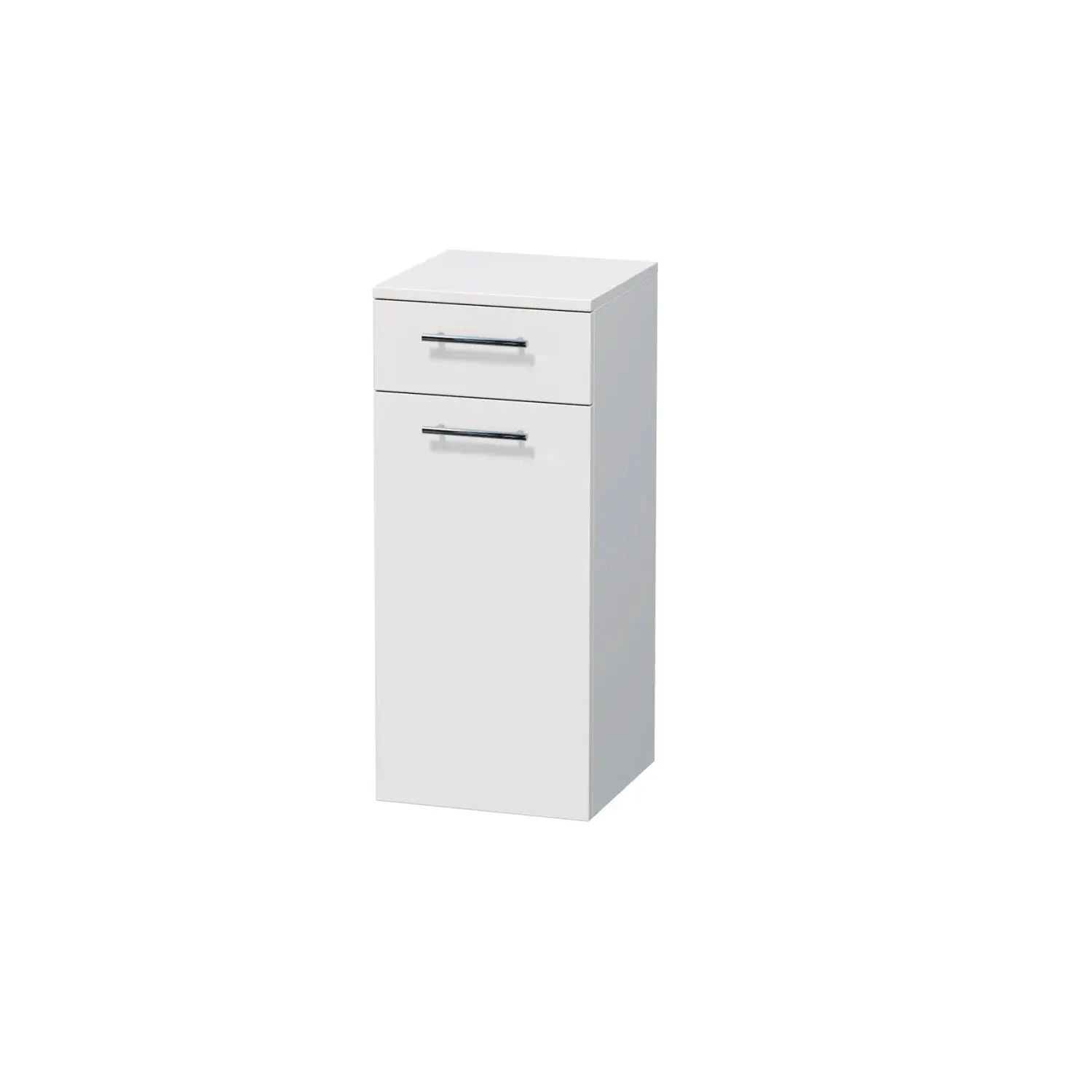 INTEDOOR Nízká skříň BEE, úchyt chrom, 1 zásuvka, koš, š. 35 cm, bílá lesk