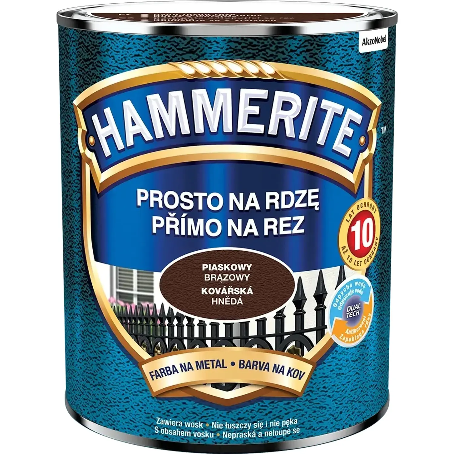 Hammerite Přímo na rez barva na železné kovy kovářská hnědá 0,7 l