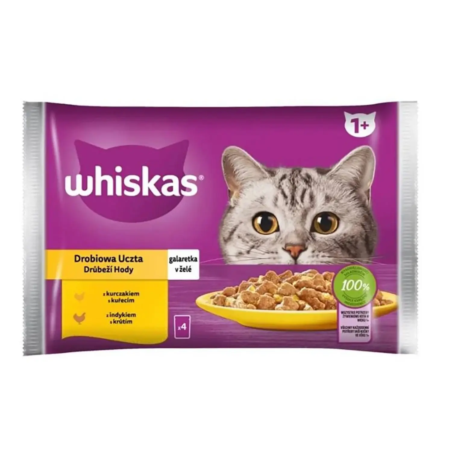 Whiskas Kapsička pro kočky drůbeží v želé, 4 x 85 g