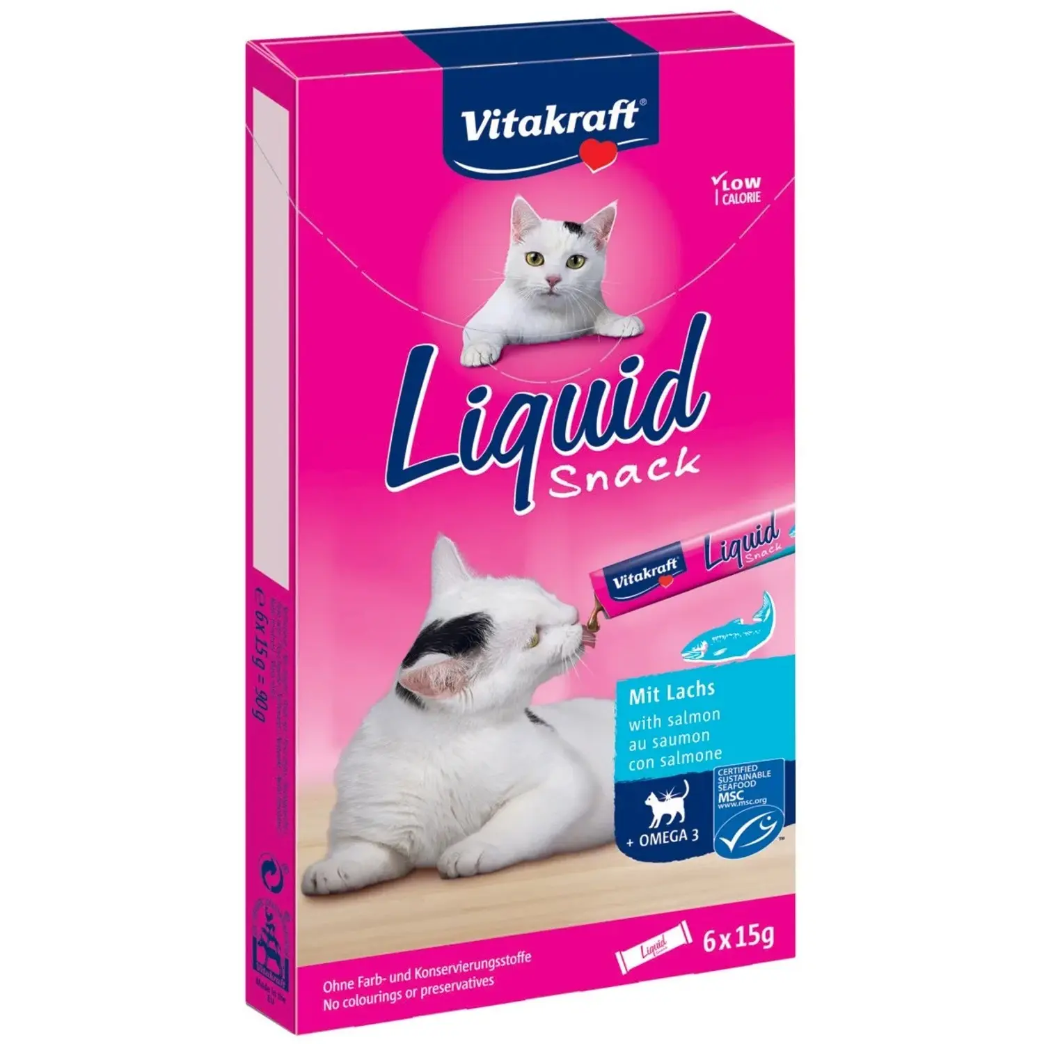 Vitakraft Pochoutka pro kočky Cat Liquid Snack losos 6 x 15 g, 6 ks