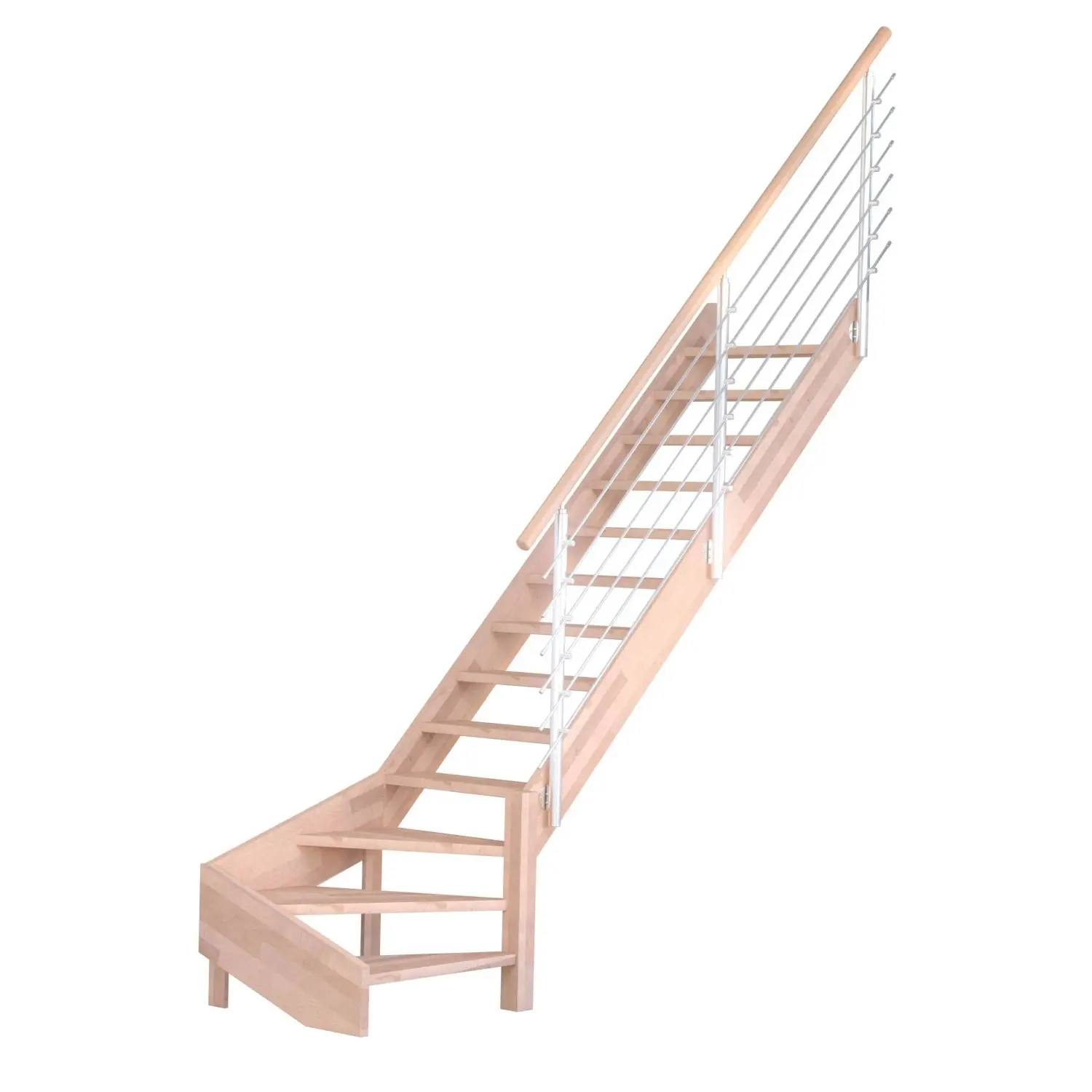 StarWood Schody Mykonos Pro bukové pravé 80cm otevřené design.nerez.zábradlí
