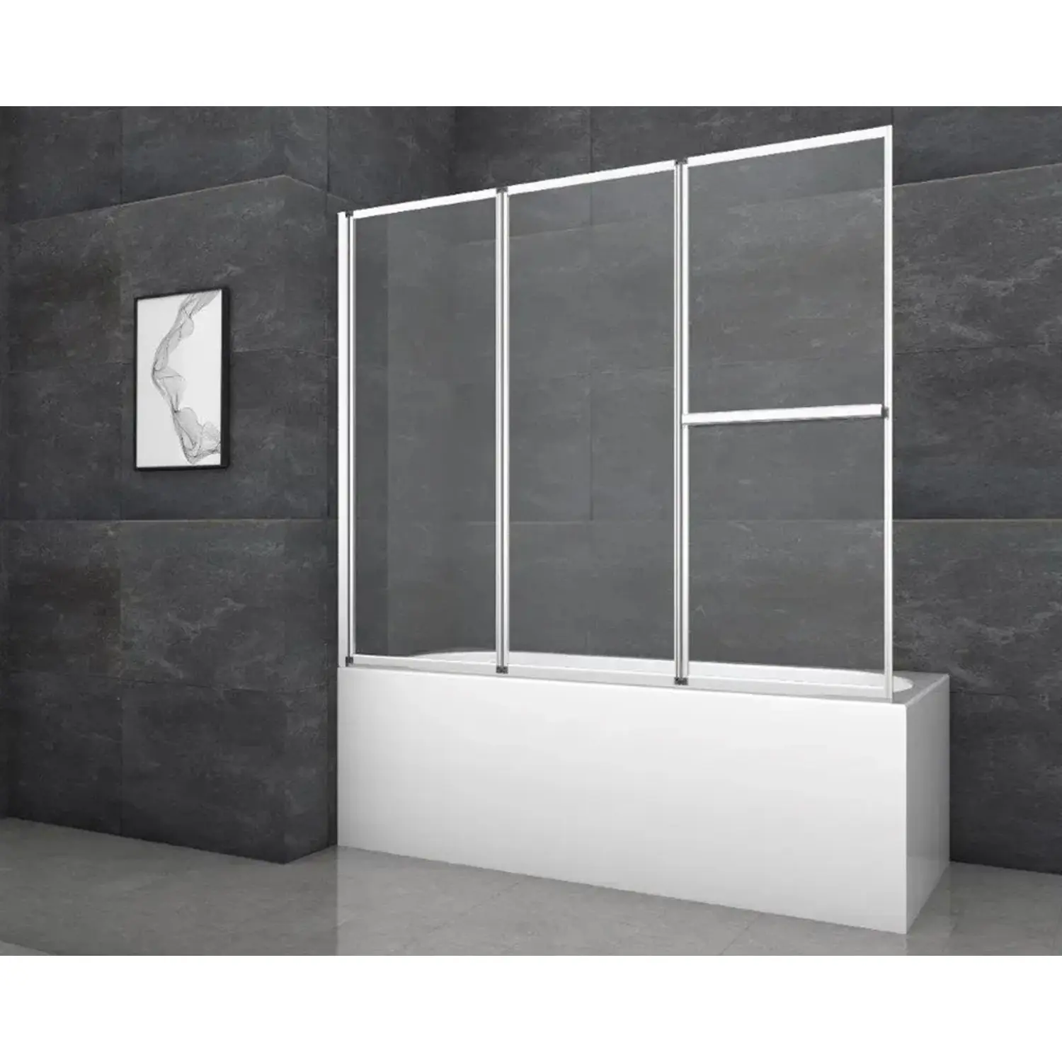 Aurlane Skládací zástěna na vanu Silver Comfort 166,4 cm x 140 cm chrom 3křídlá