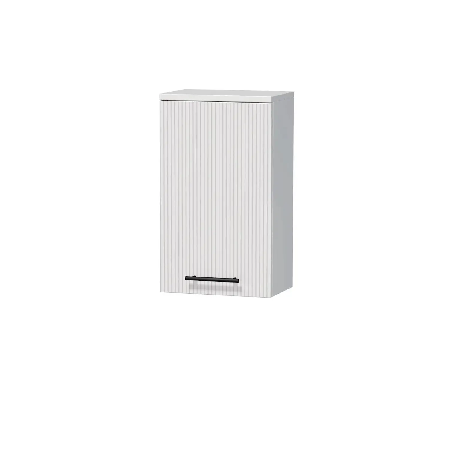 INTEDOOR Horní závěsná skříň BEE pravá, úchyt černý, š. 35cm, bílá 3D pruhy