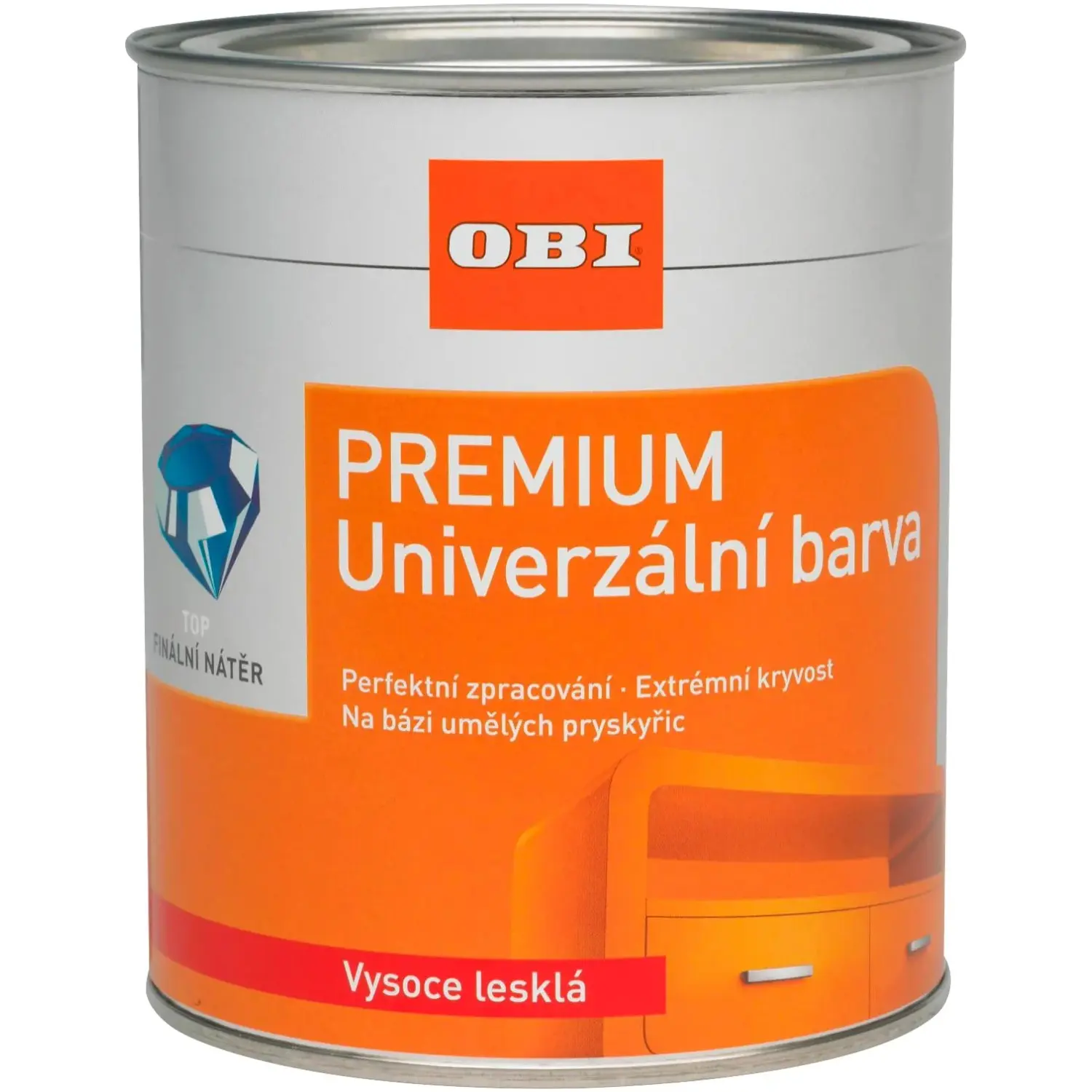 OBI Univerzální barva PREMIUM vysoce lesklá listově zelená 750 ml