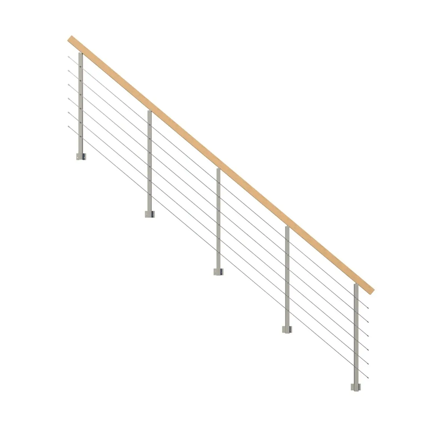 StarWood Kovové zábradlí Kos s hranatým dubovým madlem/šedá 475 cm