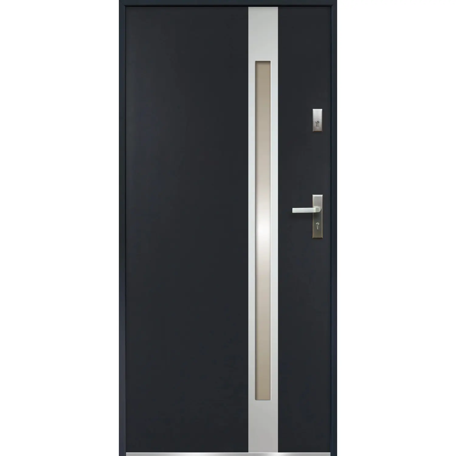 O.K. DOORS Ocelové vchodové dveře TEMIDAS INOX P55 antracitové 90 L