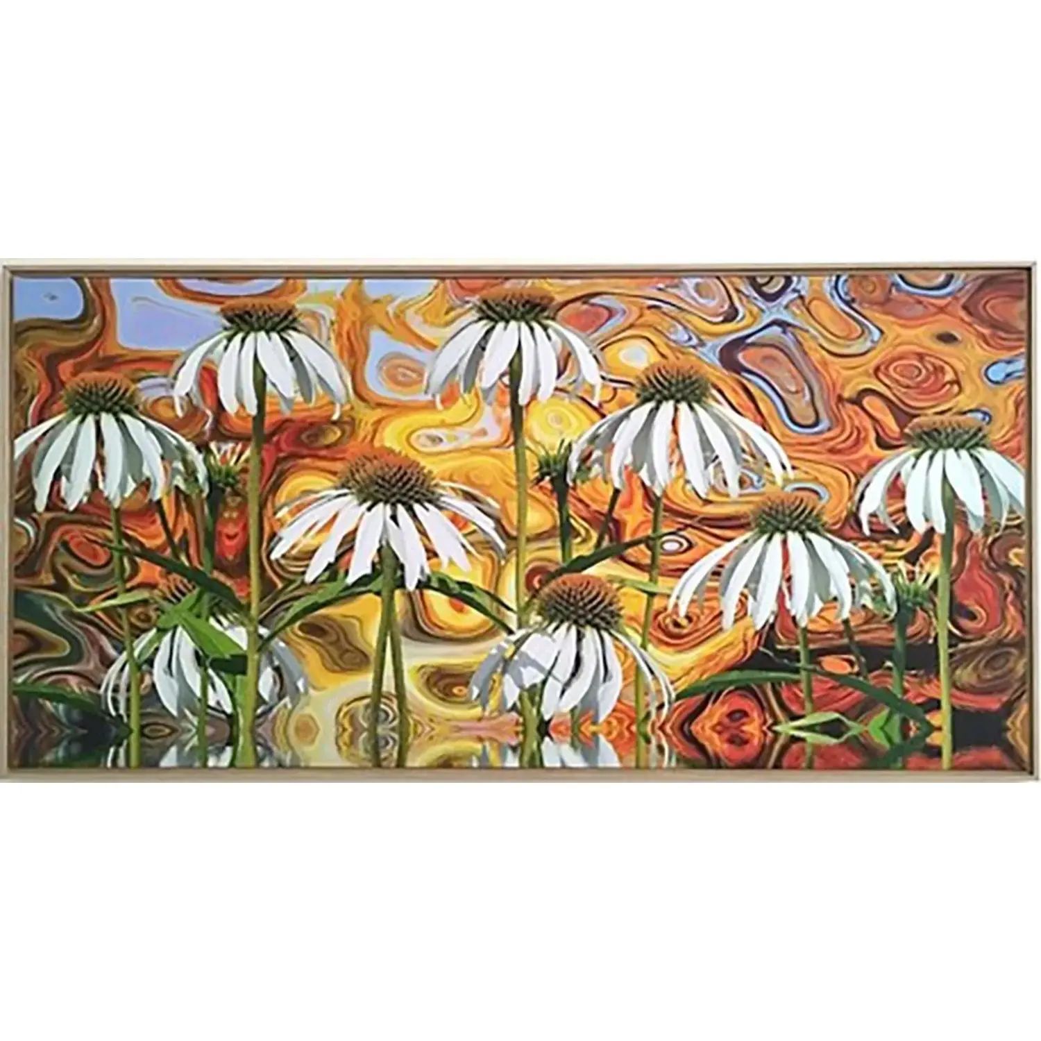 Bondecor Obraz, MDF rám, SHADOW Kopretiny 51 x 102 cm