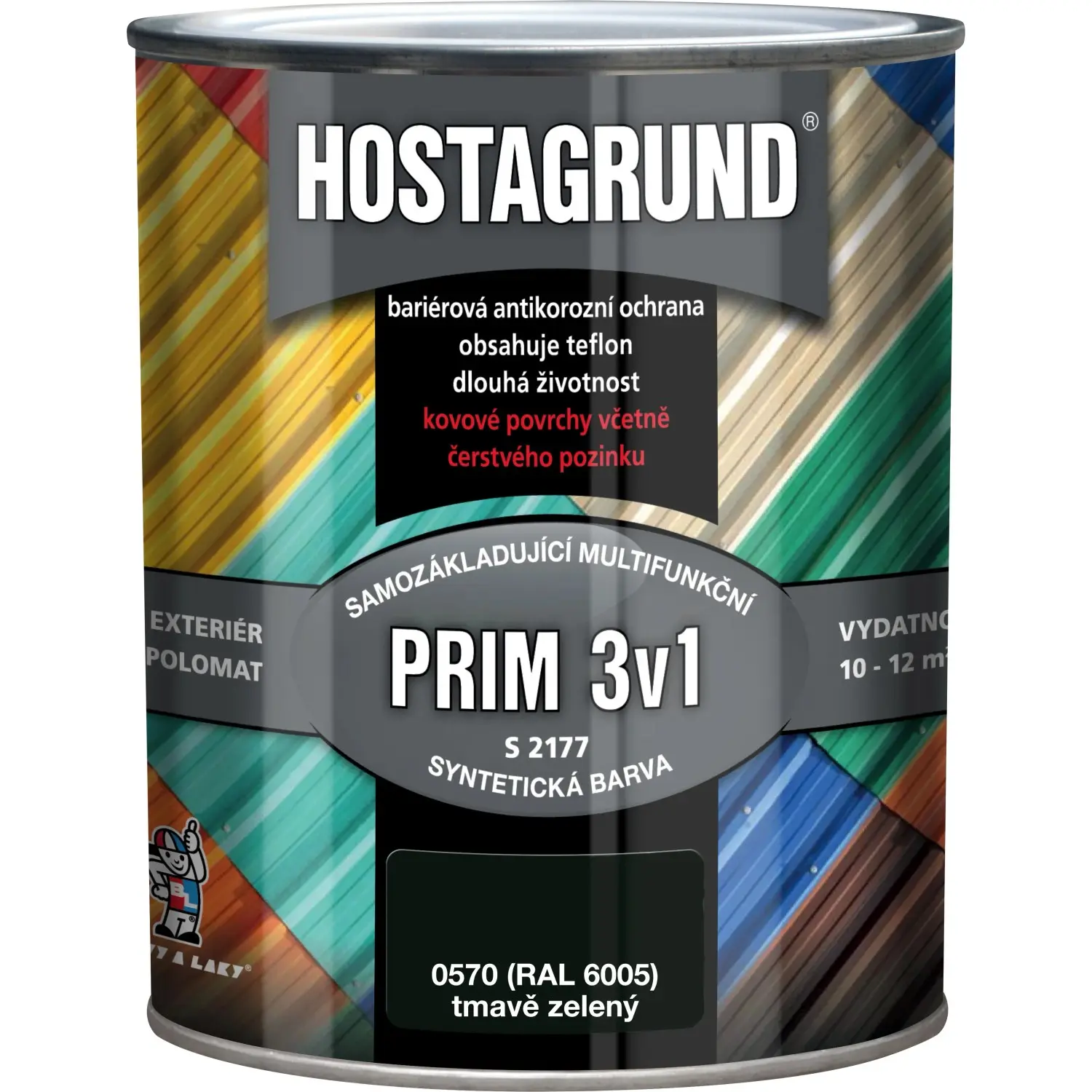 HOSTAGRUND Základní i vrchní barva na kov 3v1 PRIM S2177 0570 zelená tmavá 600ml