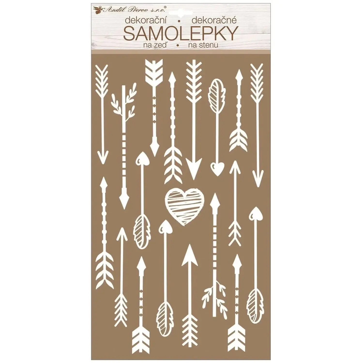 Anděl Přerov Samolepky na zeď s glitry Bílé šípy 24 x 47,5 cm