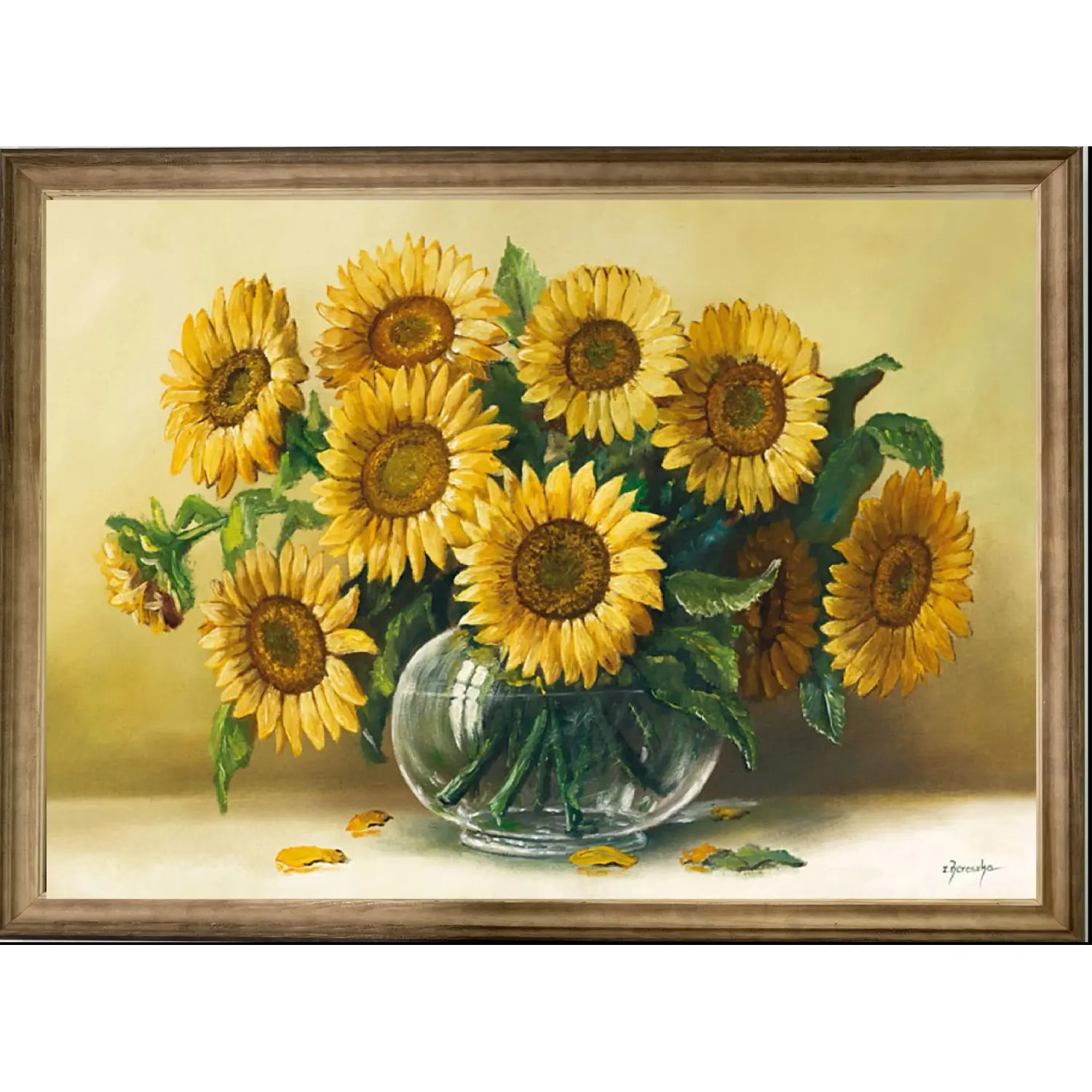 Bondecor Zarámovaný obraz Slunečnice 64 x 100 cm