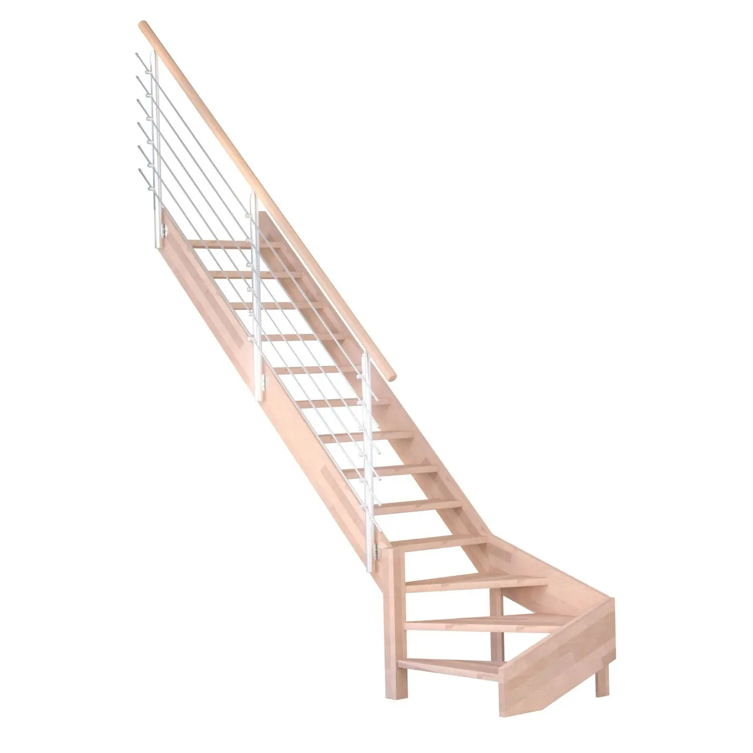 StarWood Schody Mykonos Pro bukové levé 90cm otevřené design.nerez.zábradlí