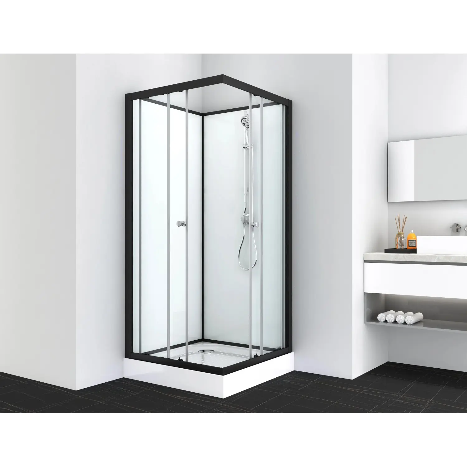 Sanotechnik Kompletní sprchový kout Uni PS15B, čtverec, 90 x 90 x 204 cm