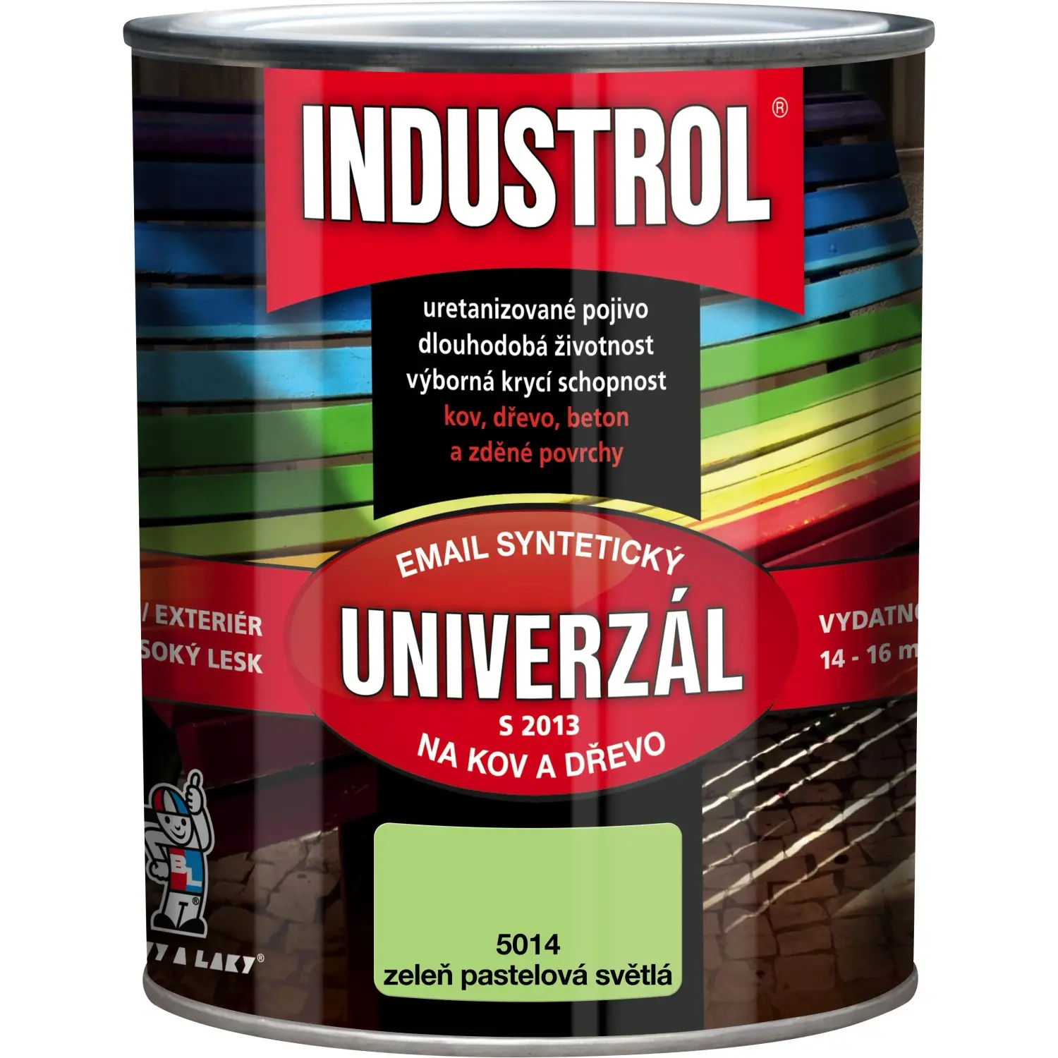 INDUSTROL Email na kov a dřevo S2013 UNIVERZÁL 5014 zeleň pastelová světlá 750ml