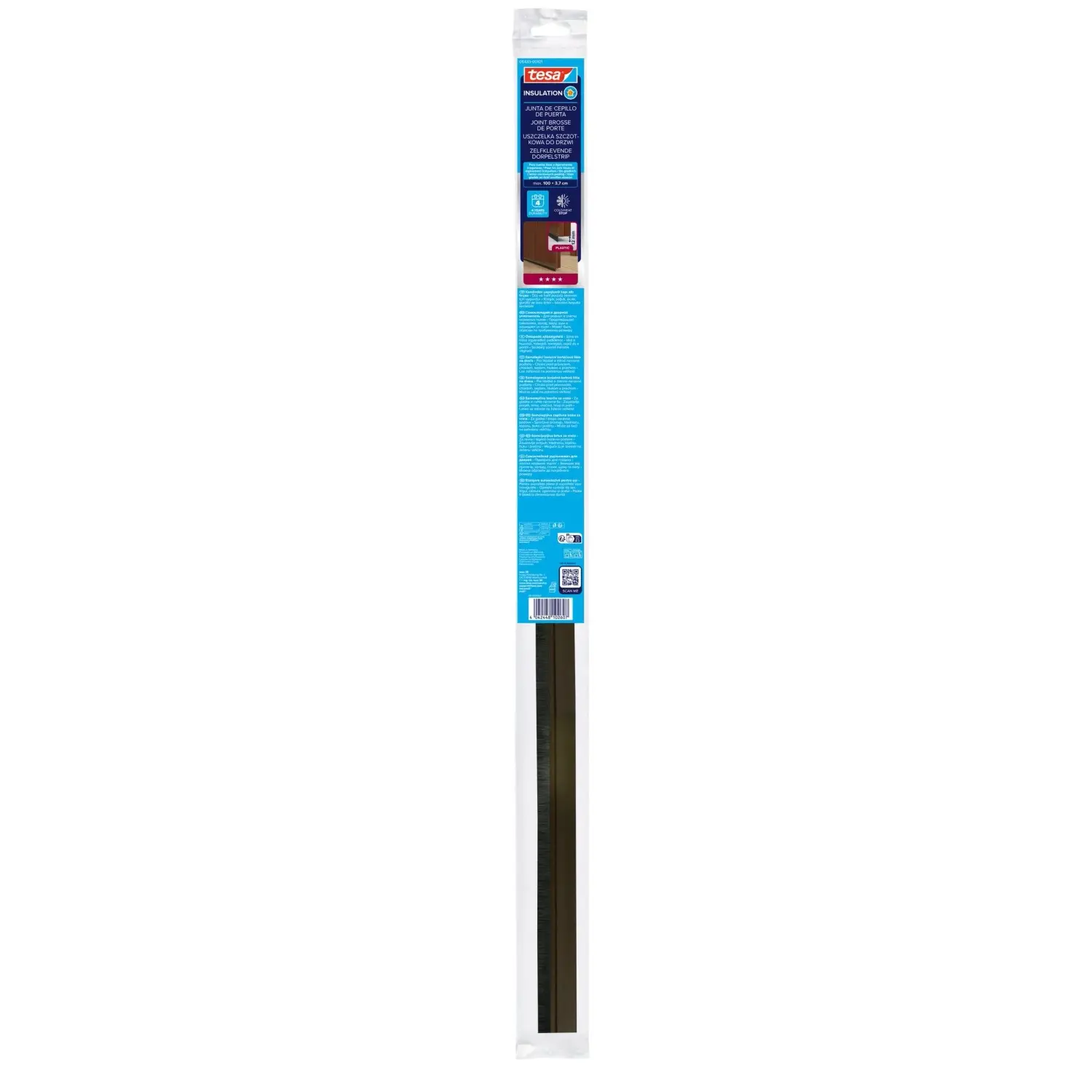tesa Kartáčová těsnicí lišta pod dveře INSULATION, hnědá, 1 m x 37 mm