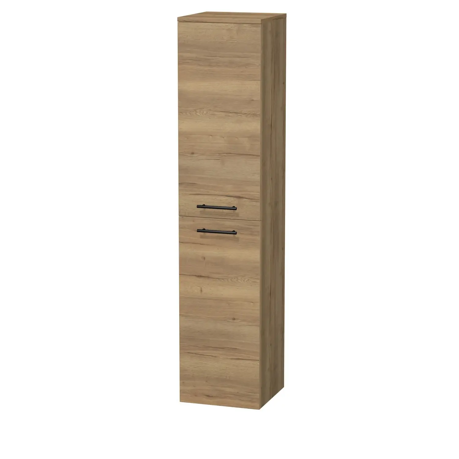 INTEDOOR Vysoká skříň BEE, pravá, úchyt černý, 2 dveře, š. 35 cm, dub Halifax