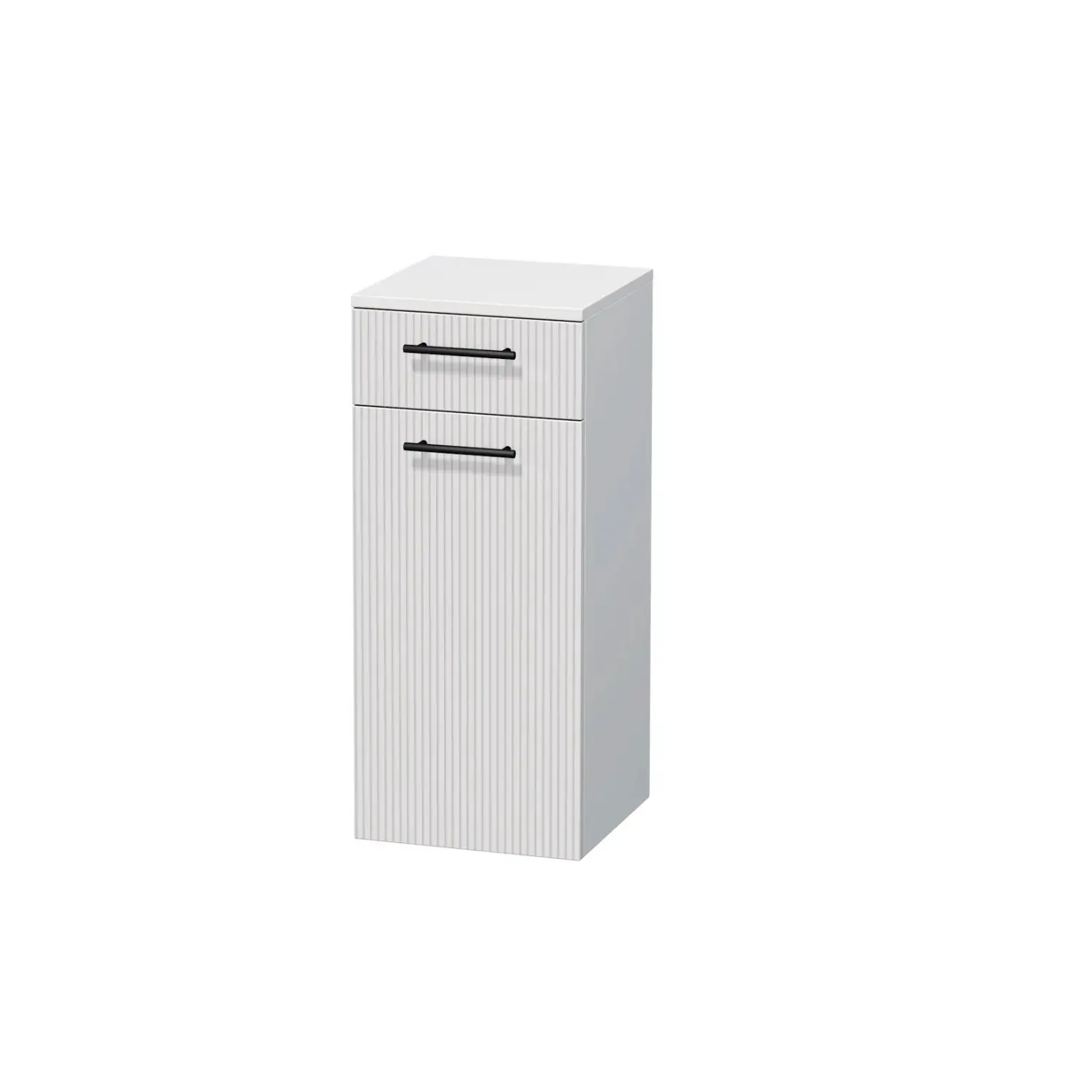 INTEDOOR Nízká skříň BEE pravá, úchyt černý, š. 35 cm, bílá 3D pruhy