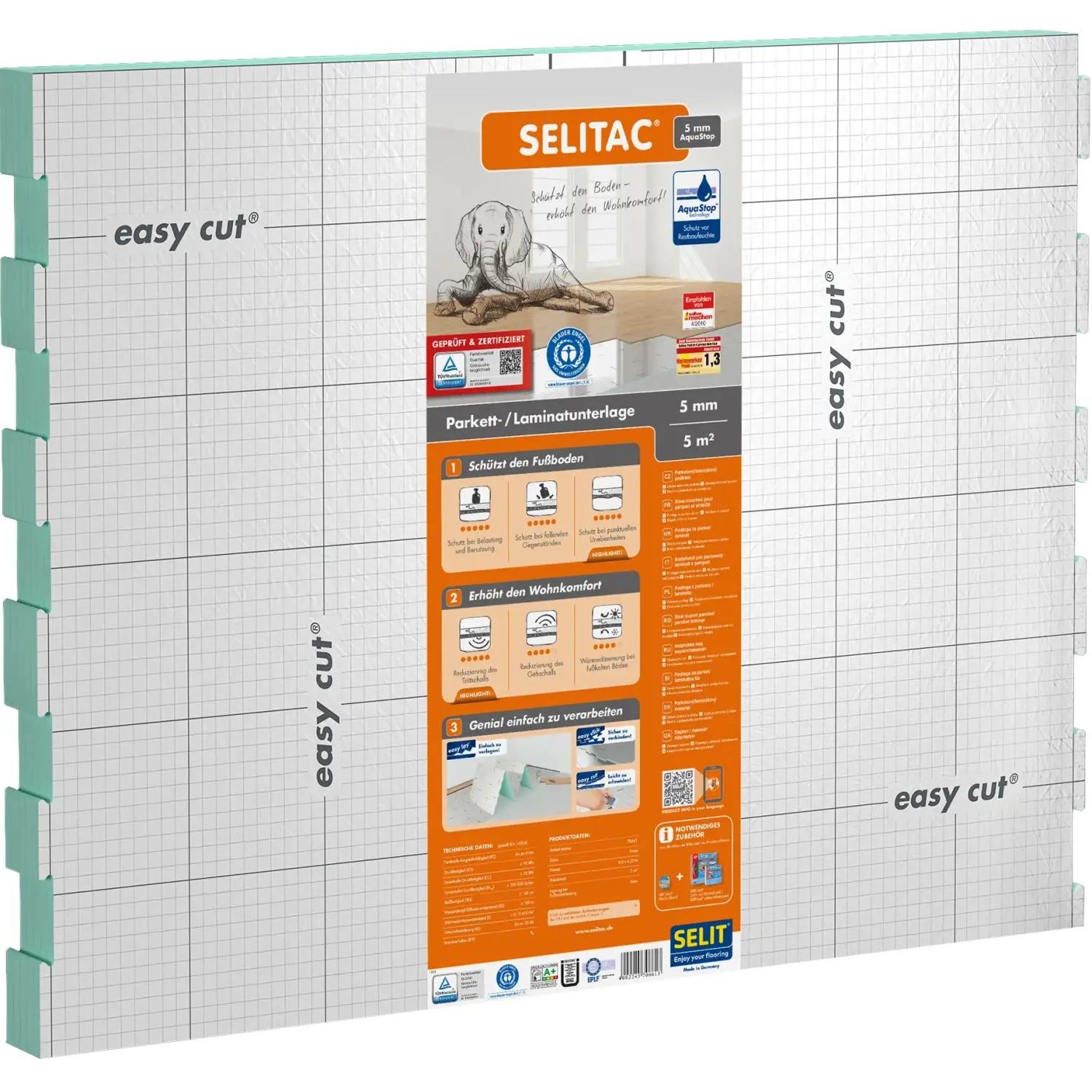 SELIT Podložka pod laminátové/dřevěné podlahy SELITAC Pro+ 0,8x6,25 m, tl. 5 mm
