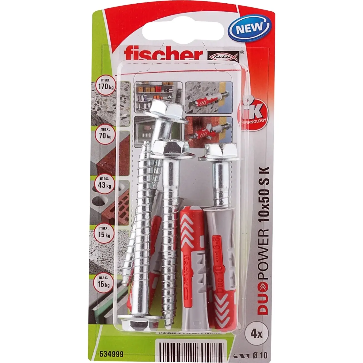 Fischer Hmoždinka DuoPower 10 x 50 S K NV, 4 ks
