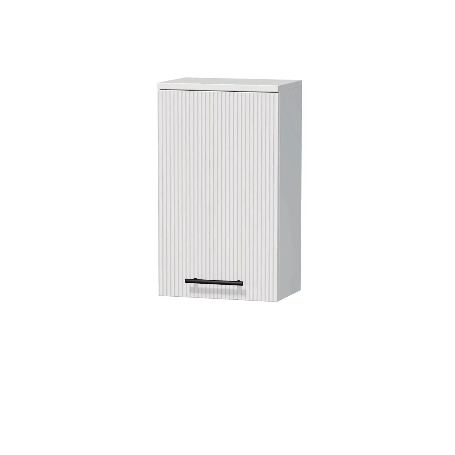 INTEDOOR Horní závěsná skříň BEE levá, úchyt černý, š. 35 cm, bílá 3D pruhy