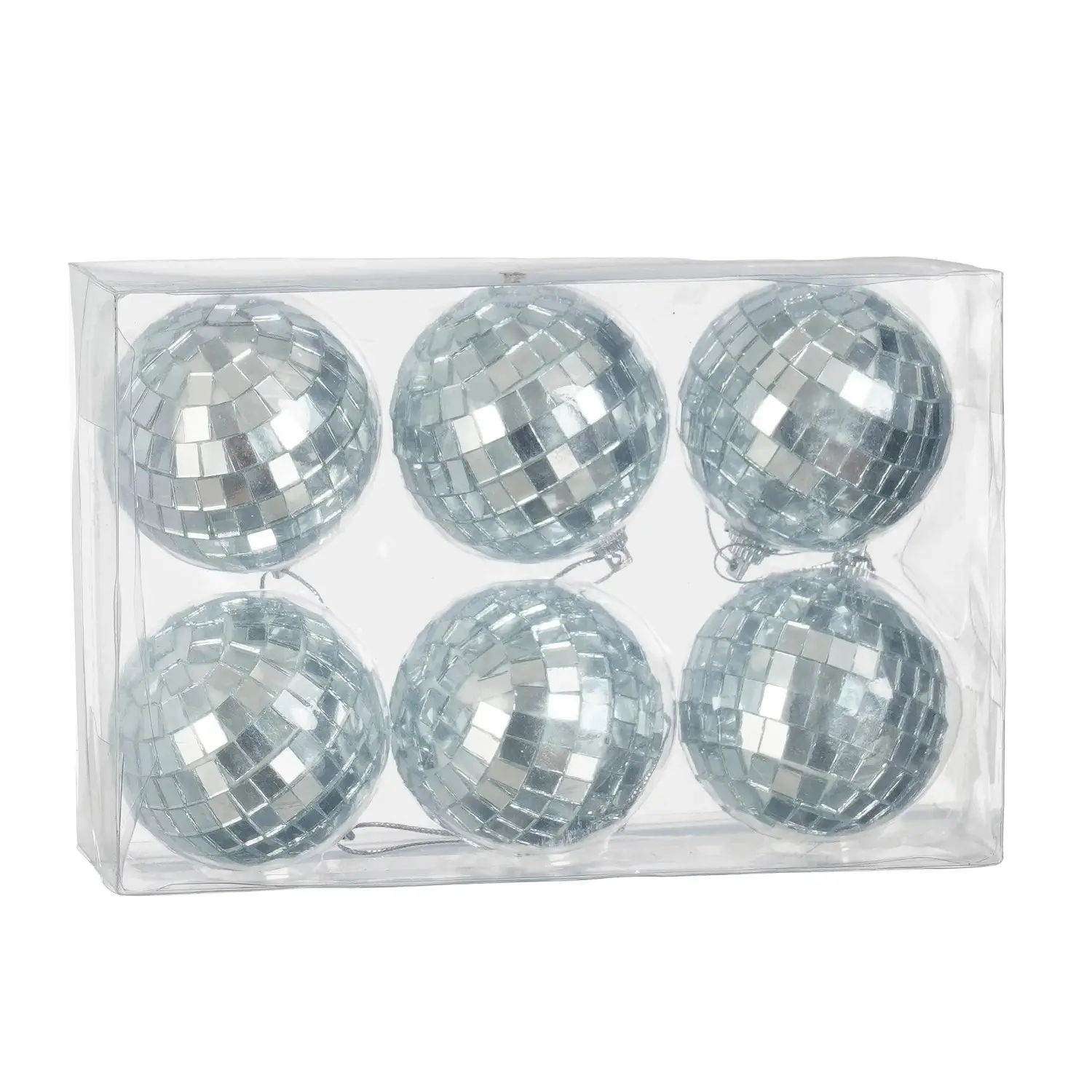 MICA Vánoční ozdoba disco koule stříbrná pr. 6 cm, 6 ks