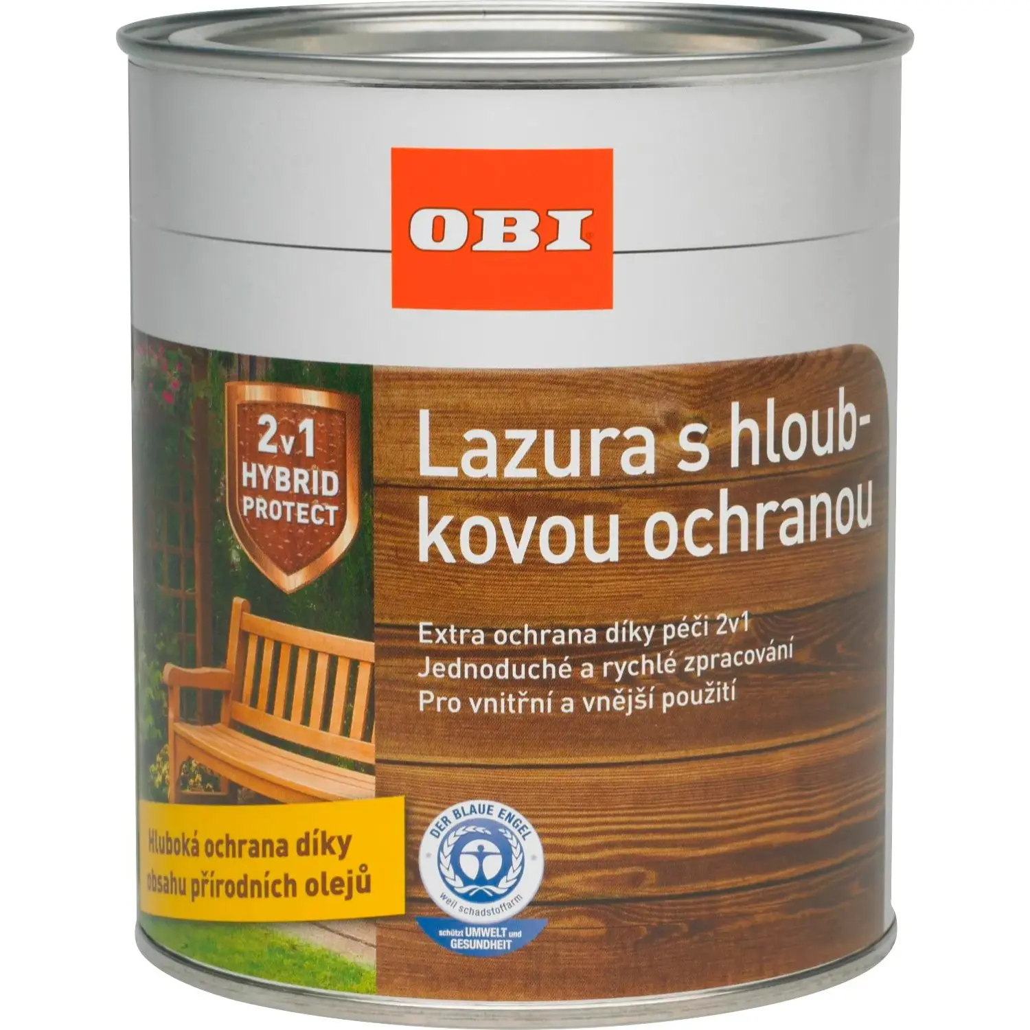 OBI Lazura na dřevo s hloubkovou ochranou ořech 2,5 l