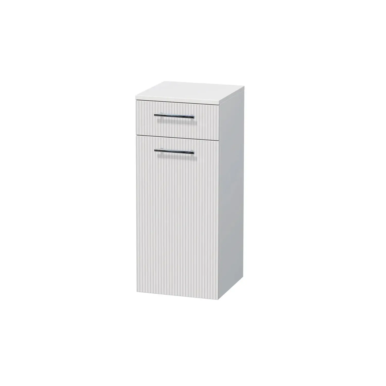 INTEDOOR Nízká skříň BEE levá, úchyt chrom, š. 35 cm, bílá 3D pruhy