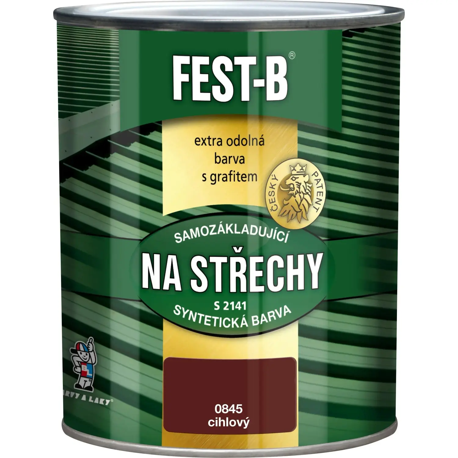 FEST-B Antikorozní nátěr na železo 2v1 na střechy S2141, 0845 cihlová, 800 g
