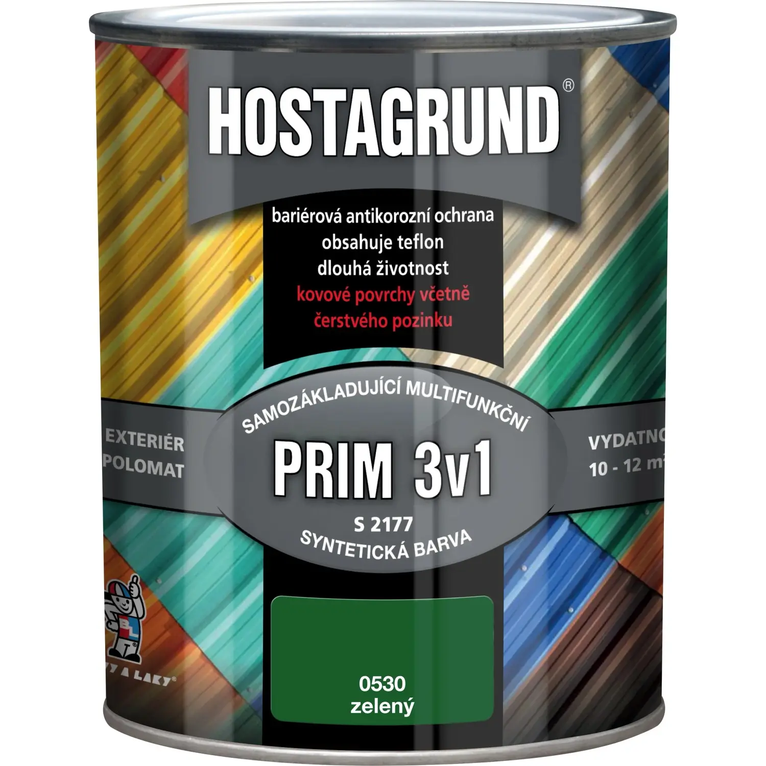 HOSTAGRUND Základní i vrchní barva na kov 3v1 PRIM S2177 0530 zelená 600 ml