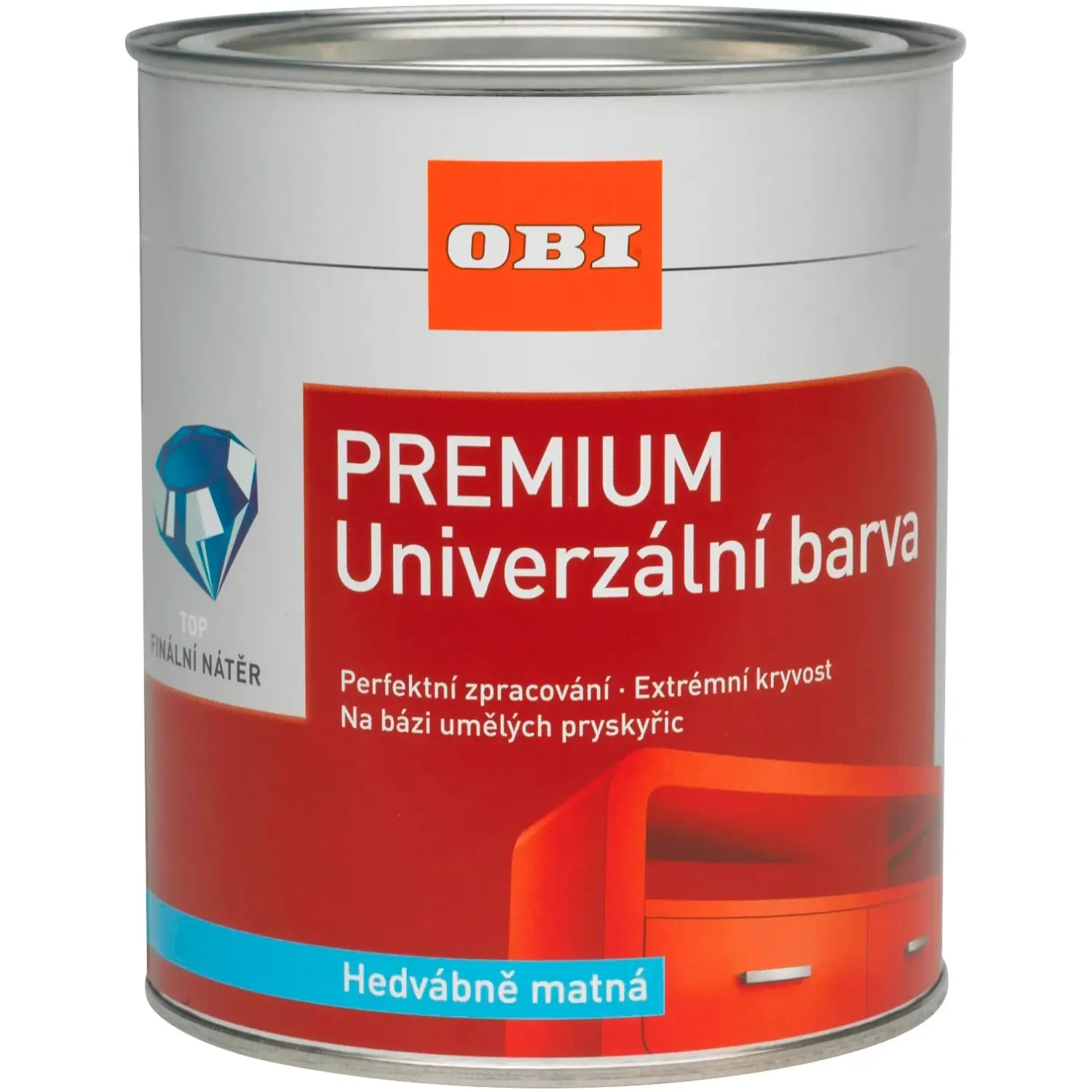 OBI Univerzální barva PREMIUM hedvábně matná mechově zelená 750 ml