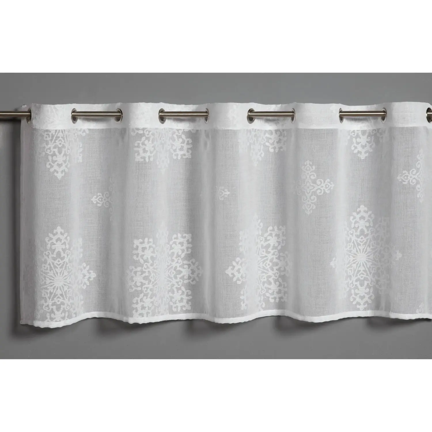 Bennetti Vitrážová záclona s otvory, ornamenty, bílá 135 x 45 cm