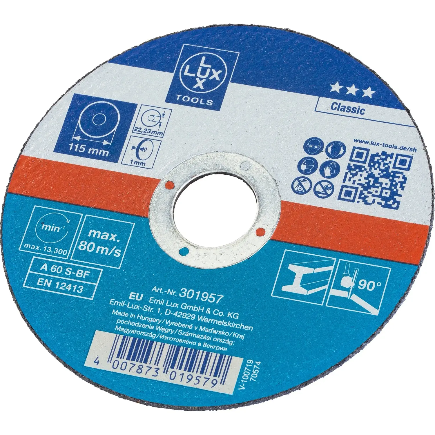 LUX-TOOLS Řezný kotouč vyztužený tkaninou Classic na kov, pr. 115 x 1 mm