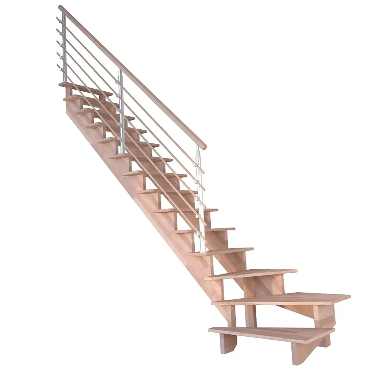 StarWood Schody Lindos bukové levé 80cm otevřené design. dřev. zábradlí