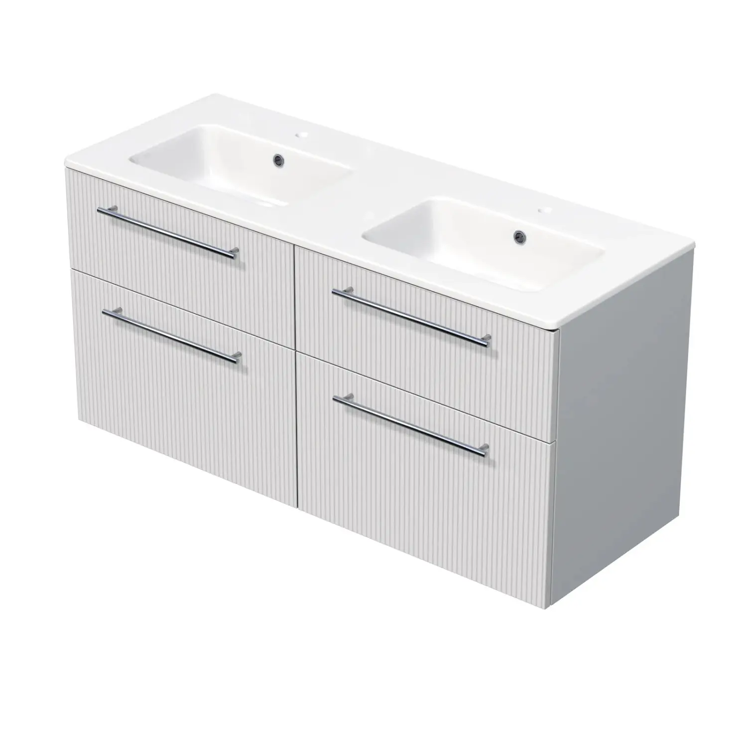 INTEDOOR Koupel.skříň+dvojumyvadlo BEE, úchyt chrom, 4zás., š.121cm bílá 3D pruh