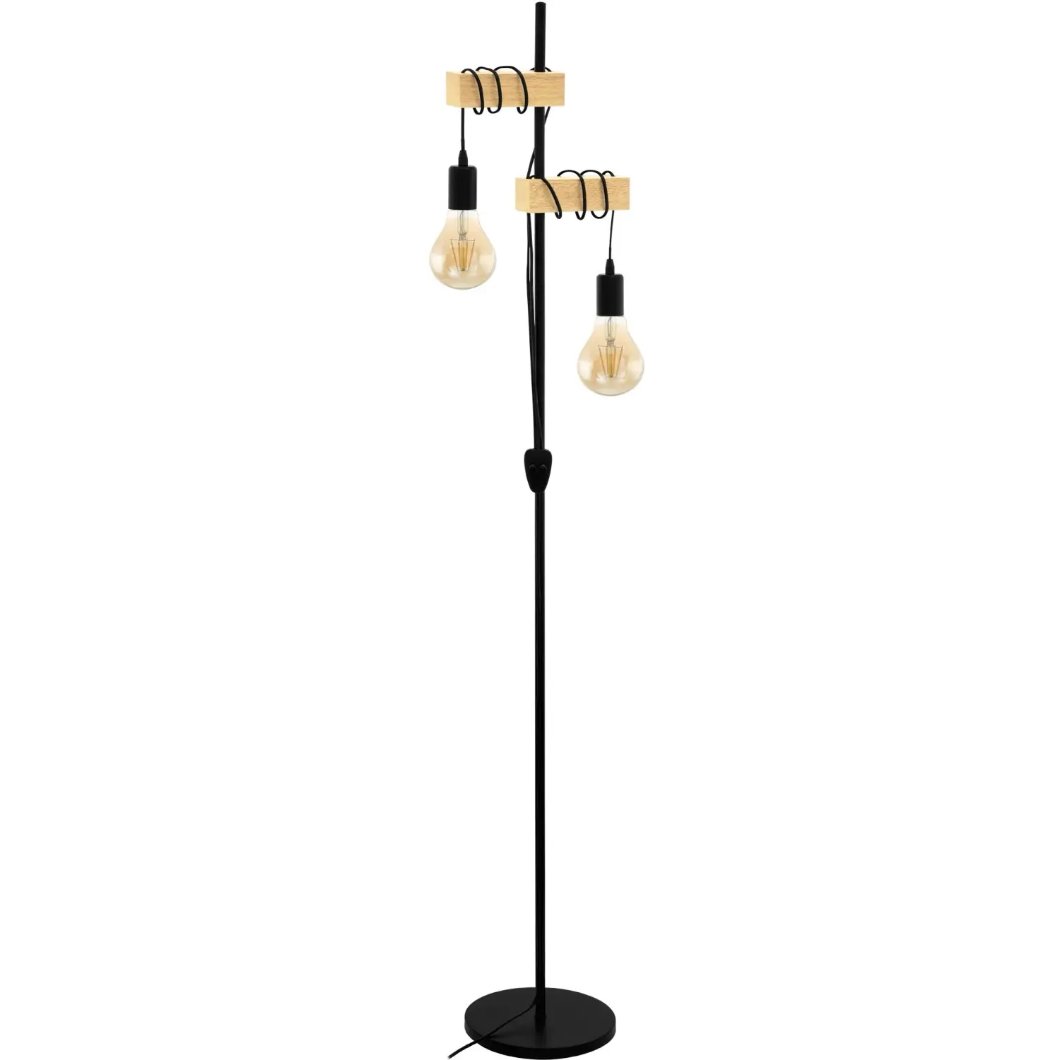 EGLO Stojací lampa TOWNSHEND, hnědá/černá, E27, 205 x 250 x 1665 mm