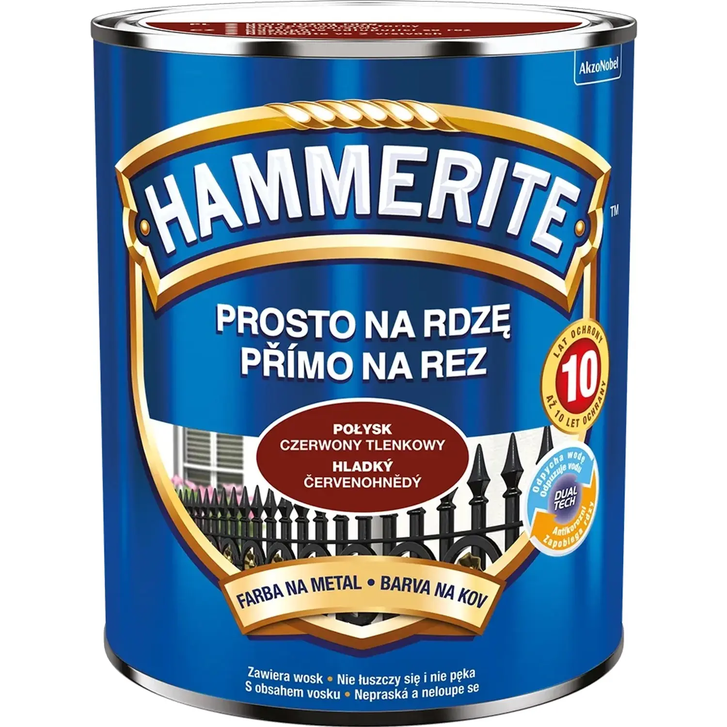 Hammerite Přímo na rez barva na železné kovy hladká červenohnědá 0,7 l