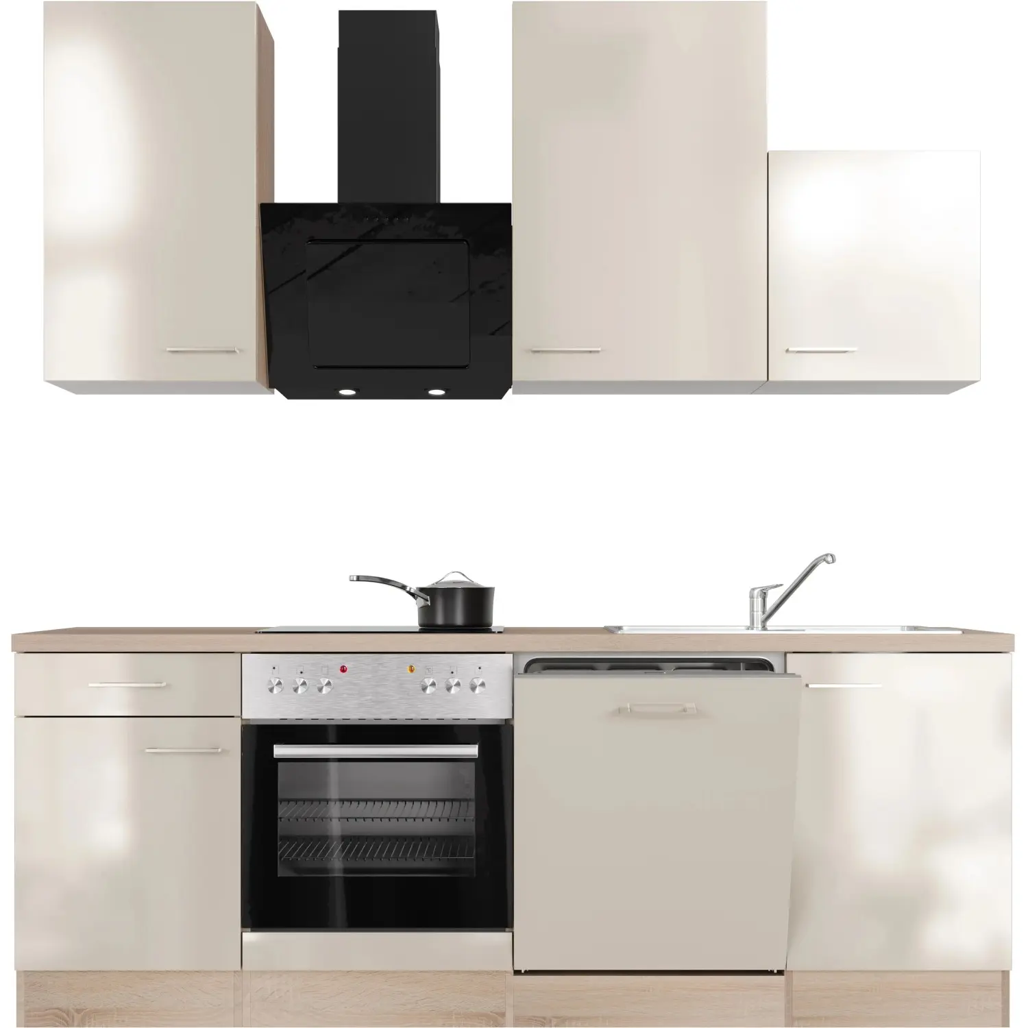 Flex-Well Kuchyně Orlando 220 cm/typ 9 - trouba/varná deska/myčka/digestoř